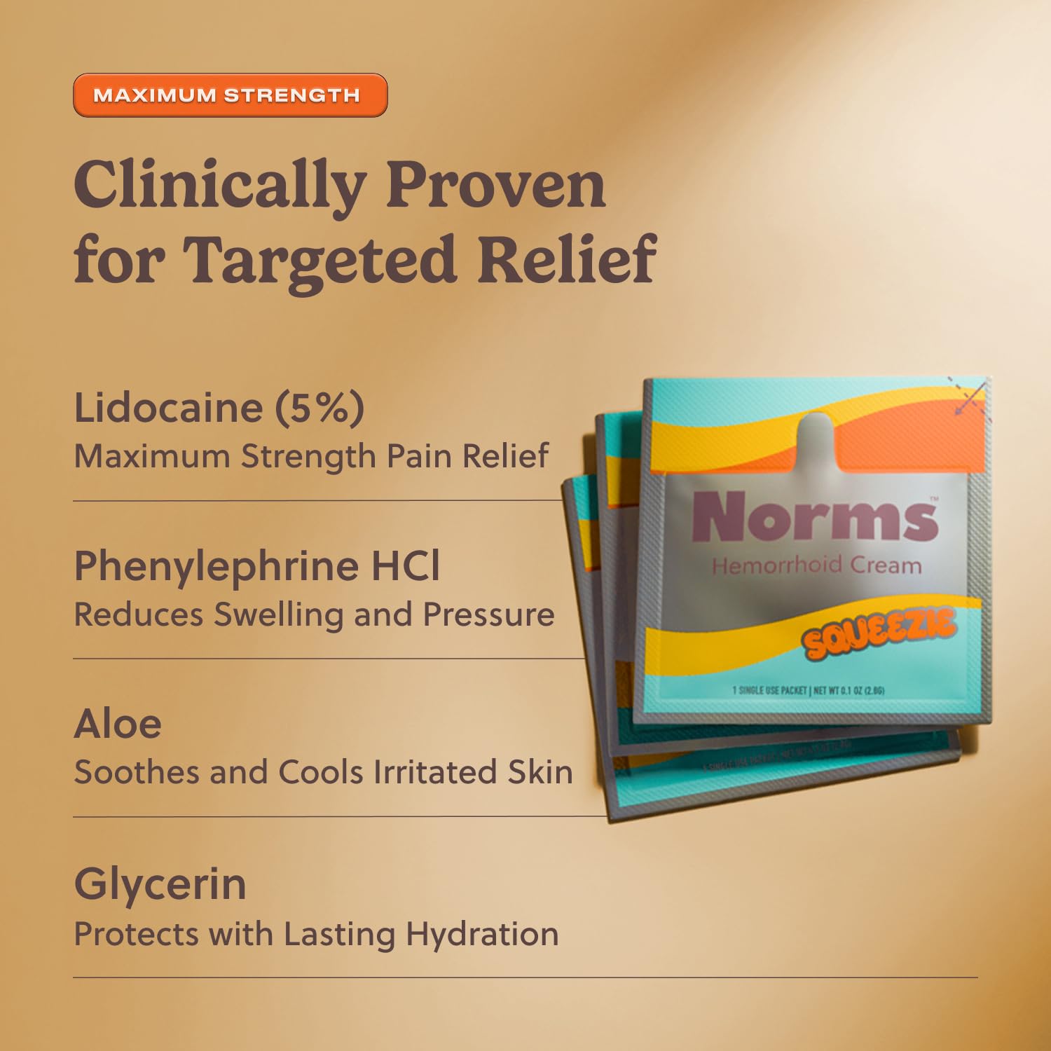 Norms Squeezies Lidocaine Hemorrhoid Cream, Discreet Single Use Travel Packets, 5% Lidocaine, Phenylephrine, Aloe and Glycerin – Numbing, Soothing & Swelling Relief On the Go, 5 Count Norms buy supplements canada