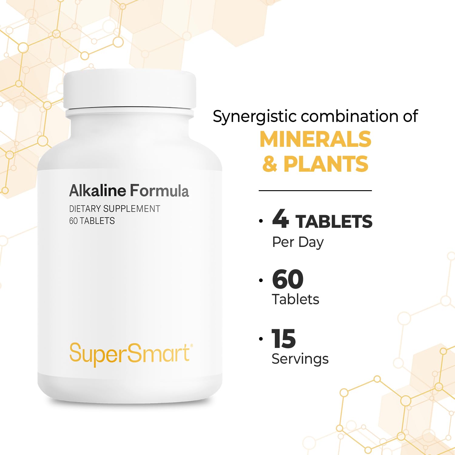 Supersmart - Alkaline Formula Supplement (Advanced Formula) - with Potassium Phosphate, Calcium & Magnesium Citrate - pH Balance | Non-GMO & Gluten Free - 60 Tablets Supersmart buy supplements canada