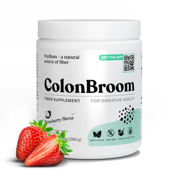 ColonBroom Psyllium Husk Powder (Strawberry) - Colon Cleanse for Bloating Relief & Gut Health - Colon Broom Fiber Powder Drink - Vegan, Gluten Free, Non-GMO Fiber Powder Supplement, 50 Servings ColonBroom buy supplements canada