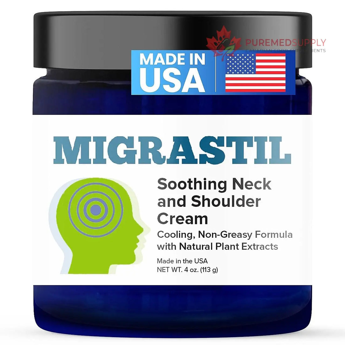 Basic Vigor Migrastil Neck & Shoulder Cream. Cooling Comfort for Migraines, Tech Neck & Tension. (4 oz.) Made in The USA. Basic Vigor buy supplements canada