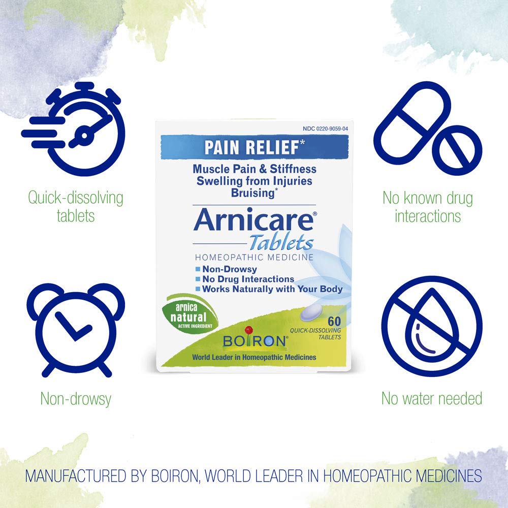 Boiron Arnicare Tablets for Pain Relief from Muscle Pain, Joint Soreness, Swelling from Injury or Bruises - 120 Count (2 Pack of 60) Boiron buy supplements canada