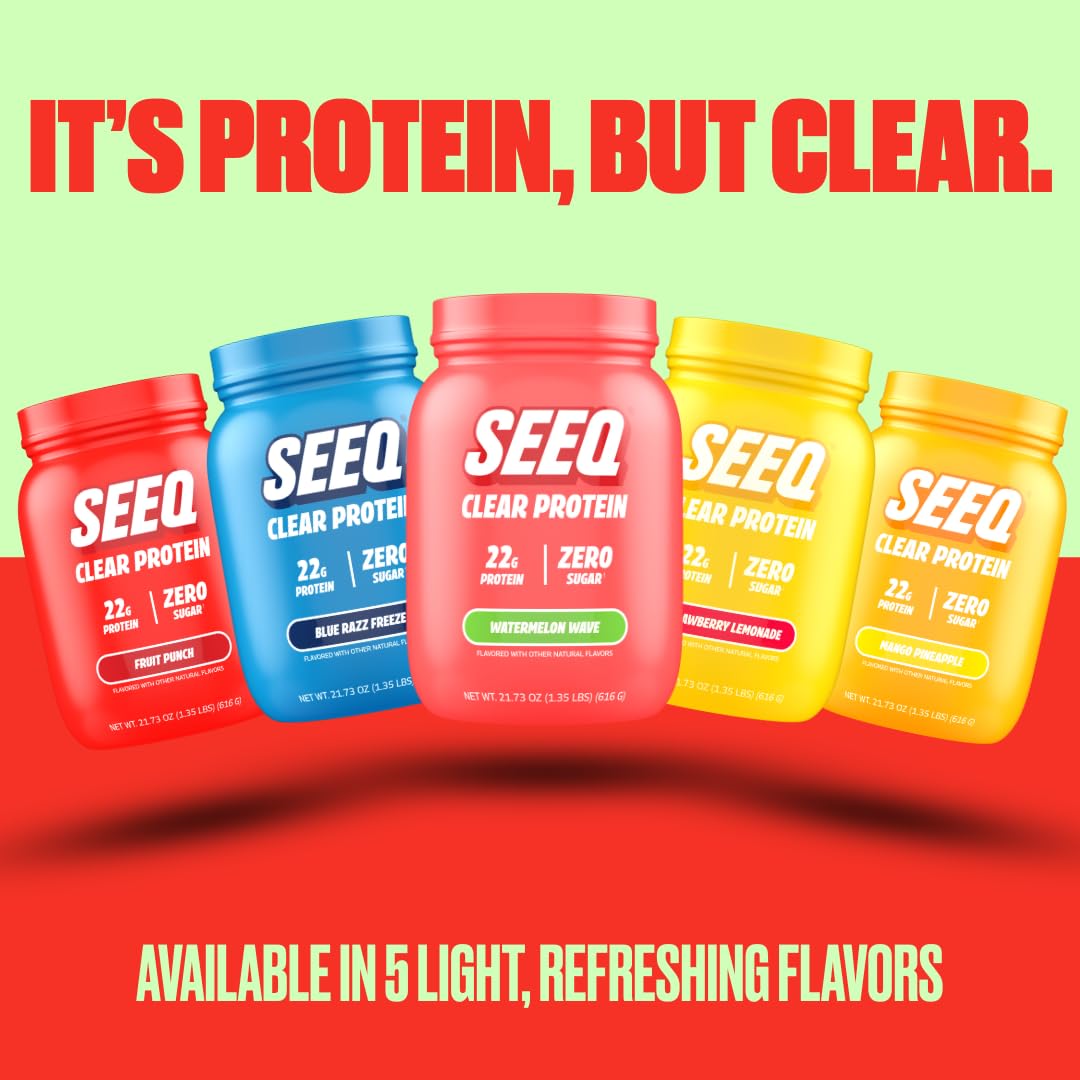 SEEQ Clear Protein Powder - Watermelon Wave - 22 Servings - 22g Clear Whey Protein Isolate - Zero Sugar - 0g Lactose - Allergen Friendly - GLP1 Support - Bone Health SEEQ buy supplements canada