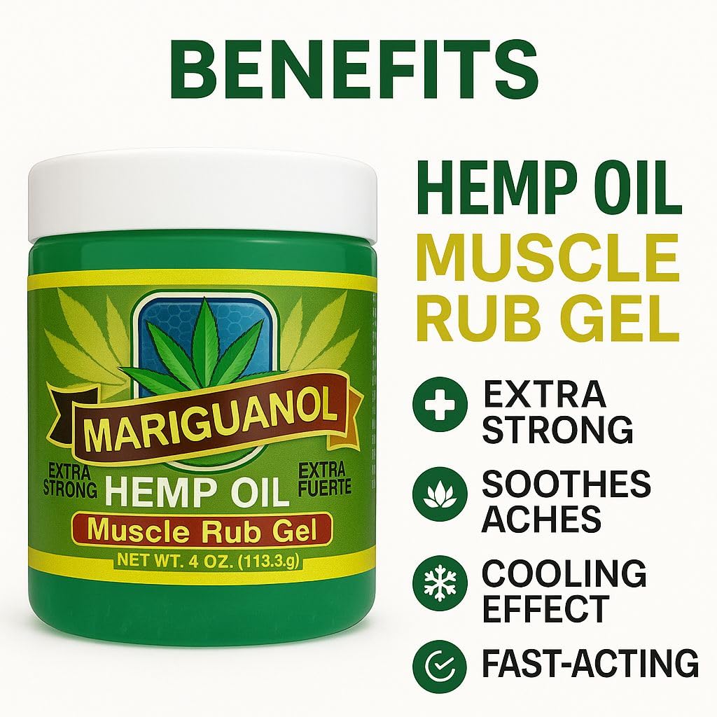 Mariguanol Extra Strong Muscle Rub Gel with Hemp Oil, Menthol & Camphor – Cooling, Fast-Absorbing Topical Gel for Post-Workout Active Lifestyles – Net Wt. (4 Ounce (Pack of 1)) MARIGUANOL buy supplements canada