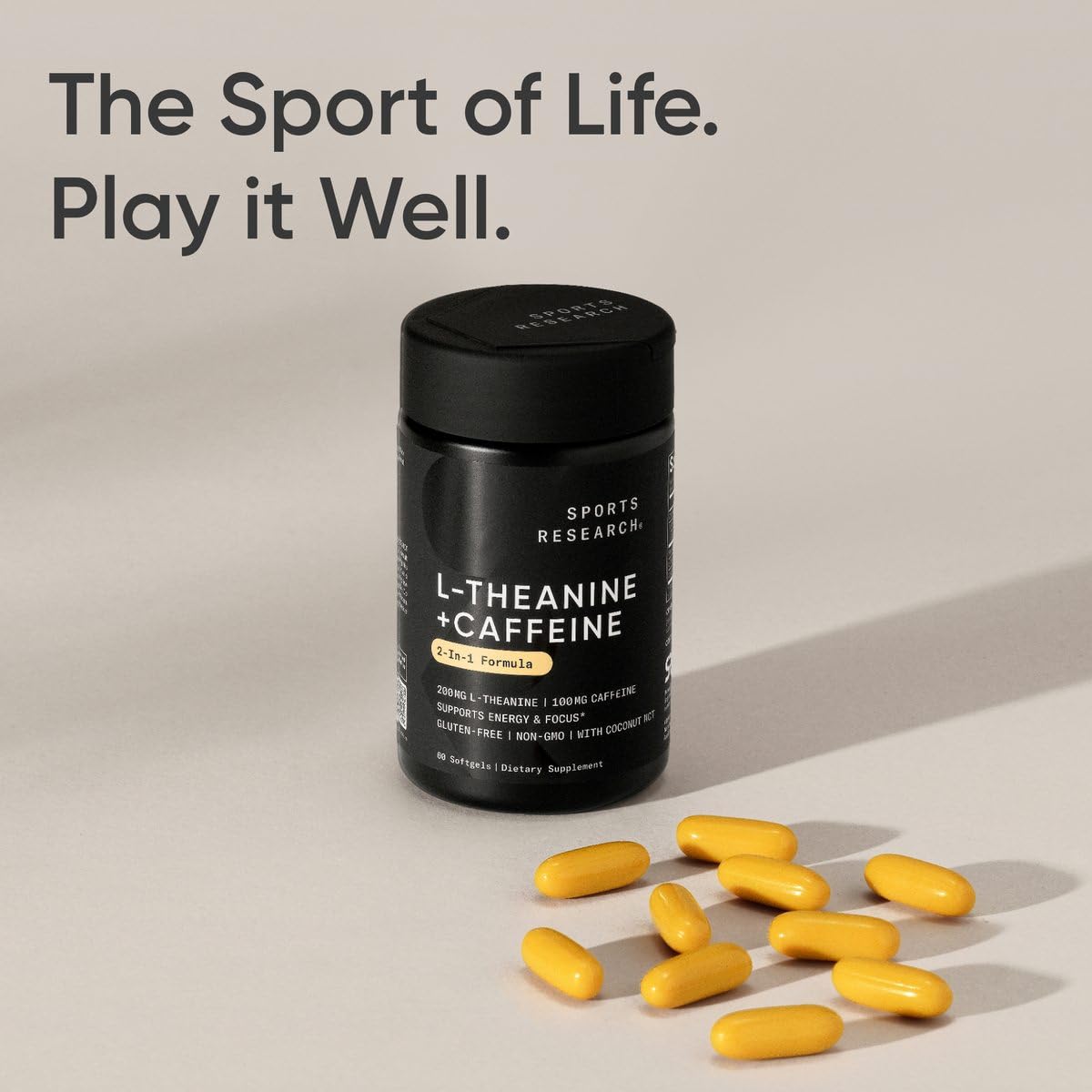 Sports Research L-Theanine Supplement with Caffeine & Coconut MCT Oil - Focused Energy, Alertness & Relaxation Without Drowsiness - 200mg L Theanine, 100mg Organic Caffeine - 60 Liquid Softgels Sports Research buy supplements canada
