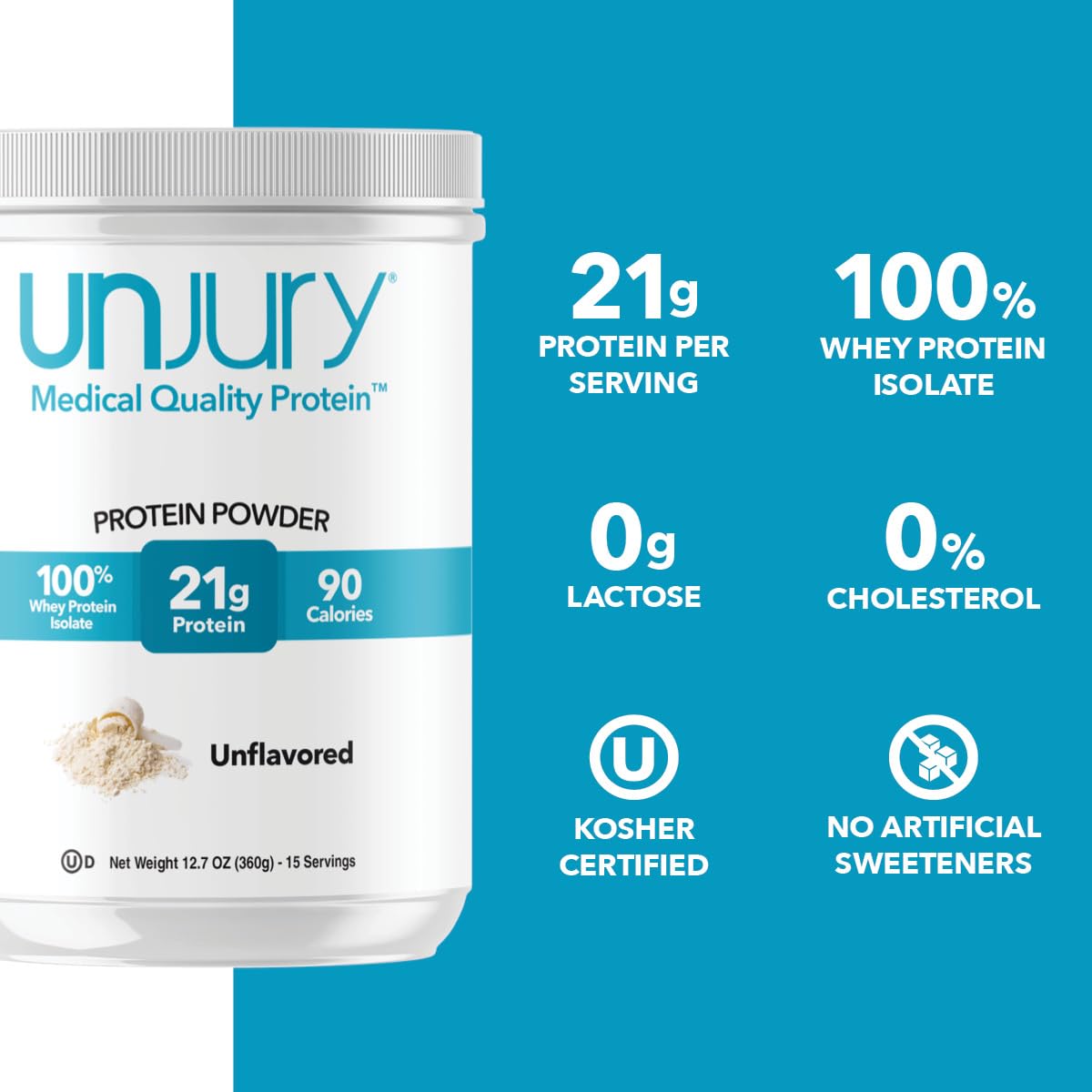 Unjury Unflavored Protein Powder | 21g 100% Whey Isolate Protein Powder | Unflavored Whey Protein Powder | Low Carb and Sugar Free Whey Protein Isolate | Gluten Free Unjury buy supplements canada