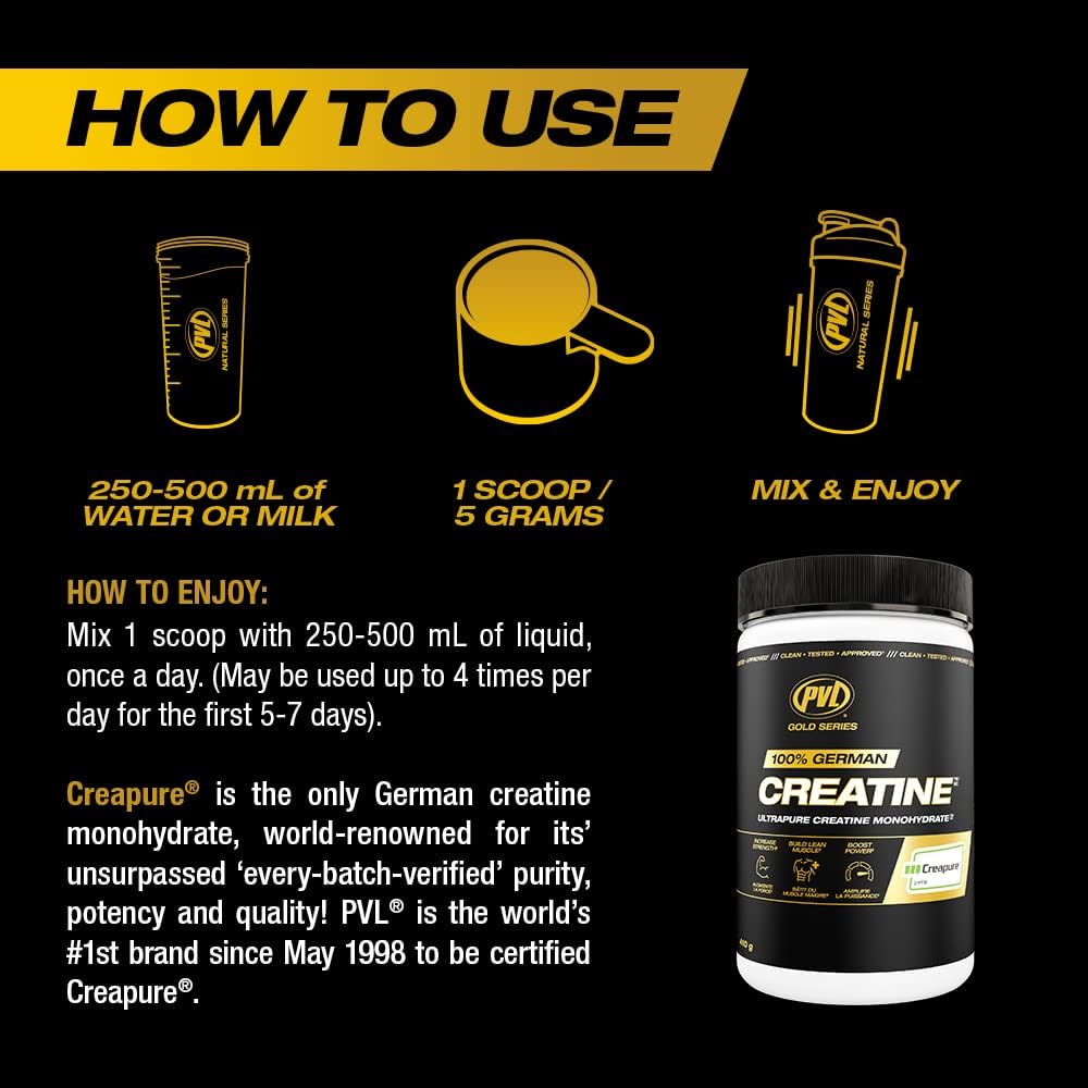 PVL Creapure Creatine – 100% Pure German Creatine Monohydrate Powder-Pharmaceutical Grade Muscle Building Supplement for Strength Training, Pre Workout & Post Workout Protein Support–410g 82 Servings PVL buy supplements canada