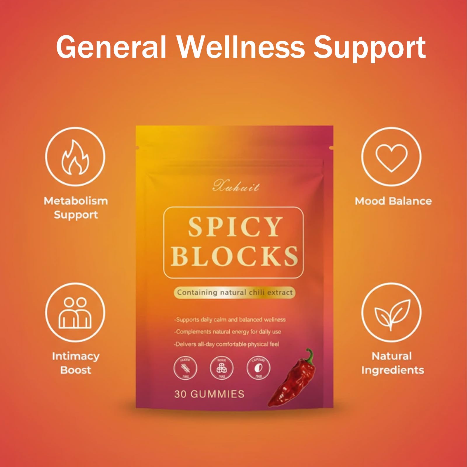 Spicy Blocks for Couples-with Chili Pepper , Maca Root & Epimedium Extract | Supports Emotional Warmth & Daily Comfort | Peach Flavor, Mild Spicy Kick, Vegan-Friendly, No Artificial Additives (1) PBZPBZ buy supplements canada