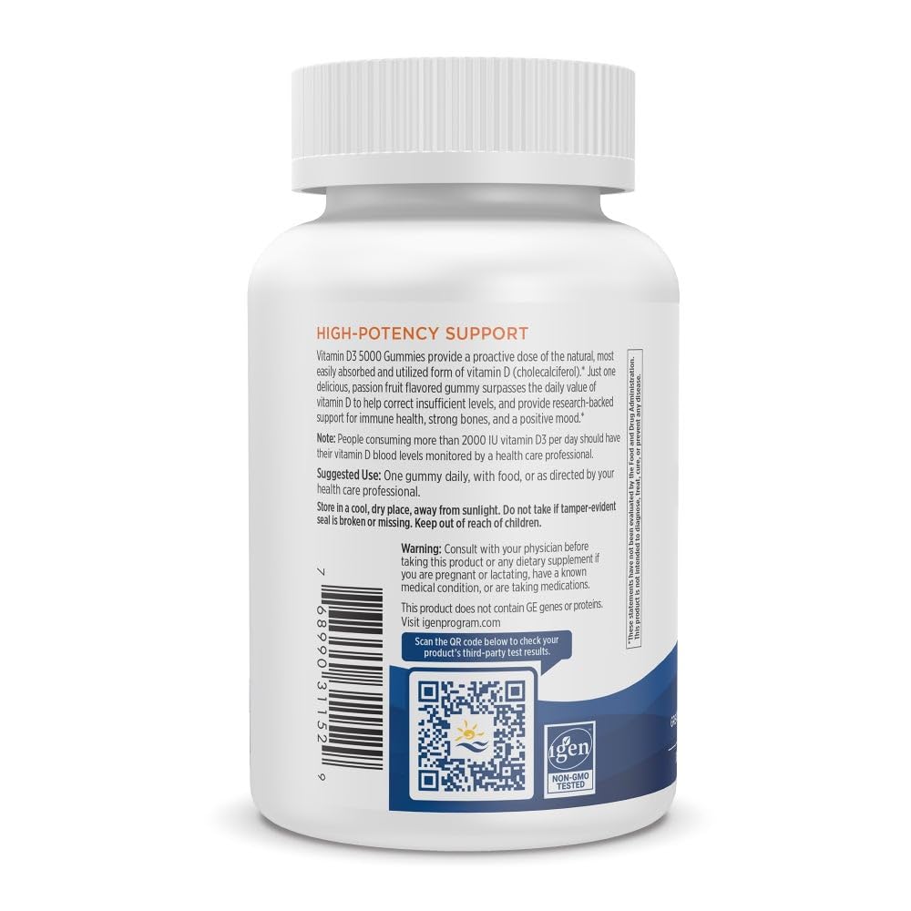 Nordic Naturals Vitamin D3 5000 Gummies, Passion Fruit - 30 Gummies - Support for Healthy Bones, Mood, & Immune System - Vegetarian - Non-GMO - 30 Servings Nordic Naturals buy supplements canada
