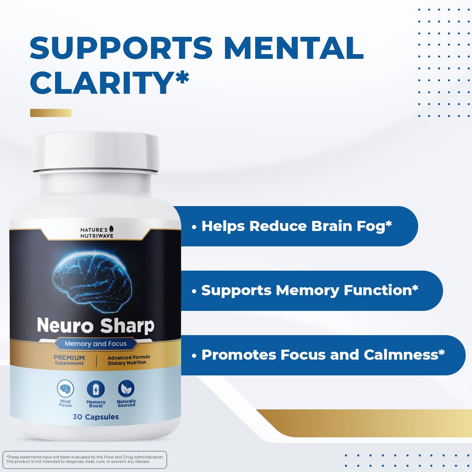 Neuro Sharp – Natural Formula with Bacopa Monnieri, Ginkgo Biloba & Huperzine-A – Made in the USA, Non-GMO, 30 Capsules, 3 Month Supply Nature’s NutriWave buy supplements canada