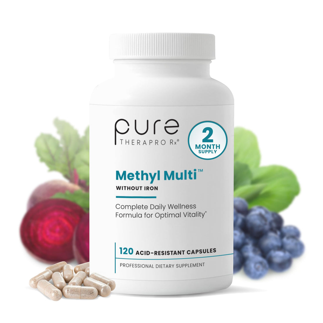 Pure Therapro Rx Methylated Multivitamin for Men and Women | Made in USA | Methyl Multi Without Iron Methyl B12 & Methylfolate | 120 Capsules, 2-Month Supply Pure Therapro Rx buy supplements canada