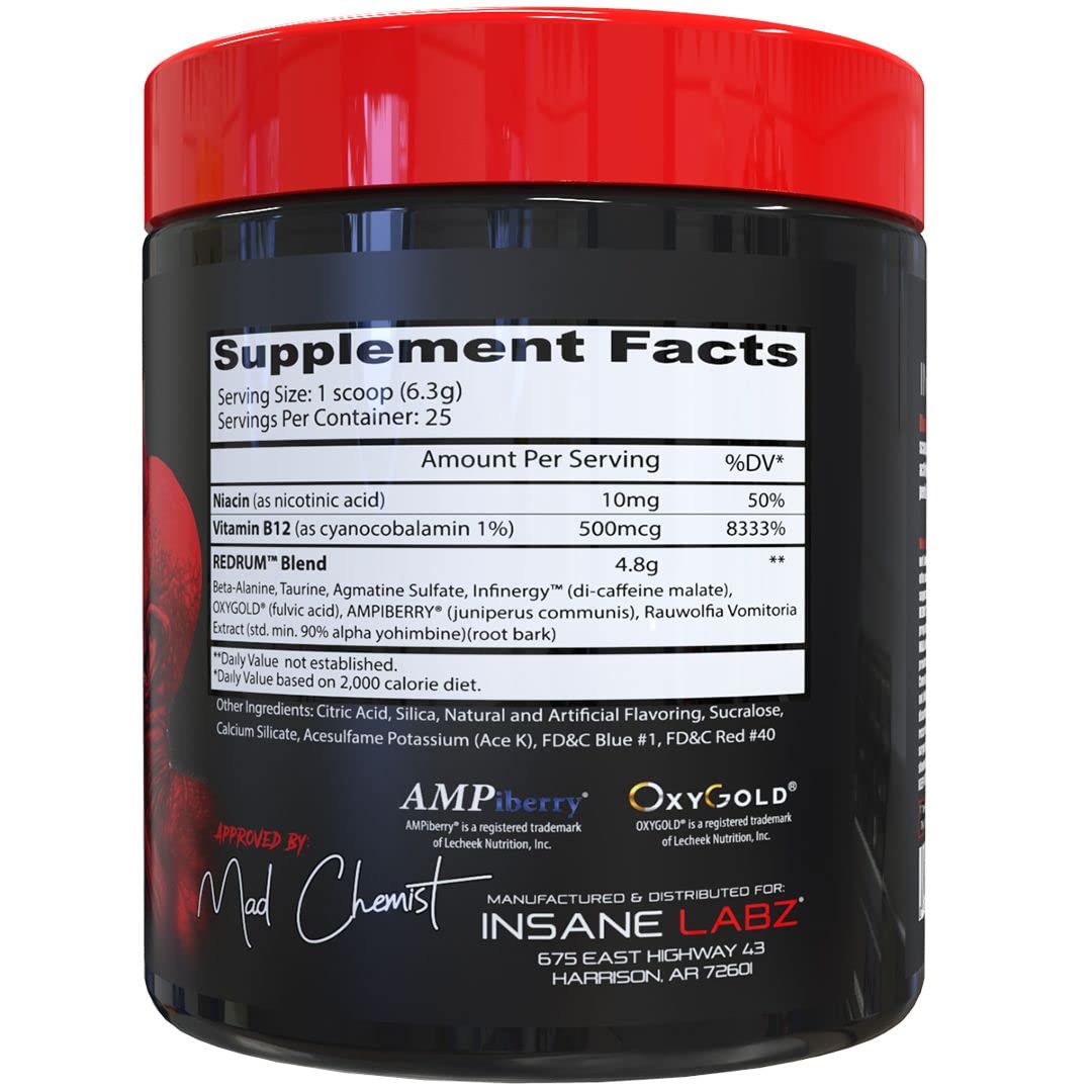 Insane Labz Redrum High Stim Pre Workout NO Booster Powder, Loaded with Beta Alanine Insane Labz buy supplements canada