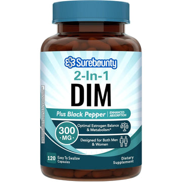 Surebounty DIM Supplement 300mg for Women & Men, Estrogen Balance & Metabolism, Hormone Balance, Menopause Support, Energy Maintainence, High Absorption with Black Pepper Extract, 120 Caps Surebounty buy supplements canada