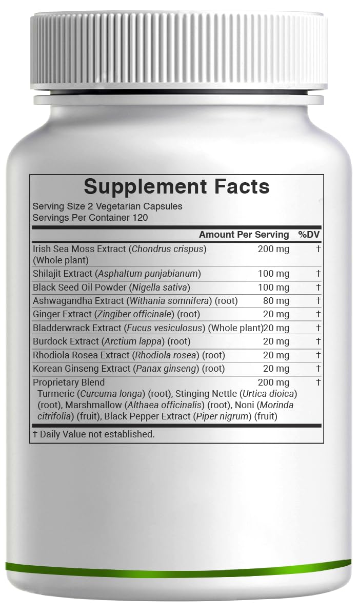 DEAL SUPPLEMENT Irish Sea Moss 240 Veggie Capsules – 14 Superfood Complex with Black Seed Oil, Ashwagandha, & Ginger DEAL SUPPLEMENT buy supplements canada
