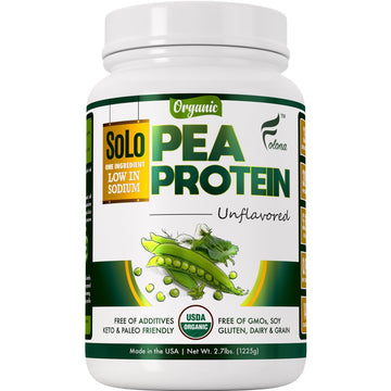 SOLO Organic Pea Protein Isolate, Low in Sodium, Canada Grown Peas, 100% Vegan, Non-GMO, Unflavored Plant Based Protein Powder with BCAA, Keto & Paleo Friendly, FOLONA buy supplements canada