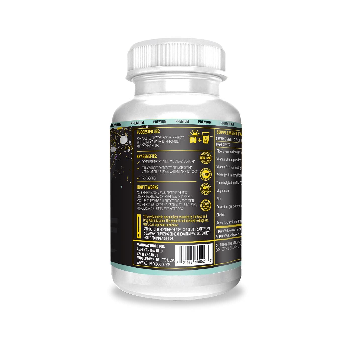 ACTIF Methylation Mega Support with 10 Advanced Factors and Organic Folate – 100% Natural, Non-GMO, 90 Count ACTIF buy supplements canada