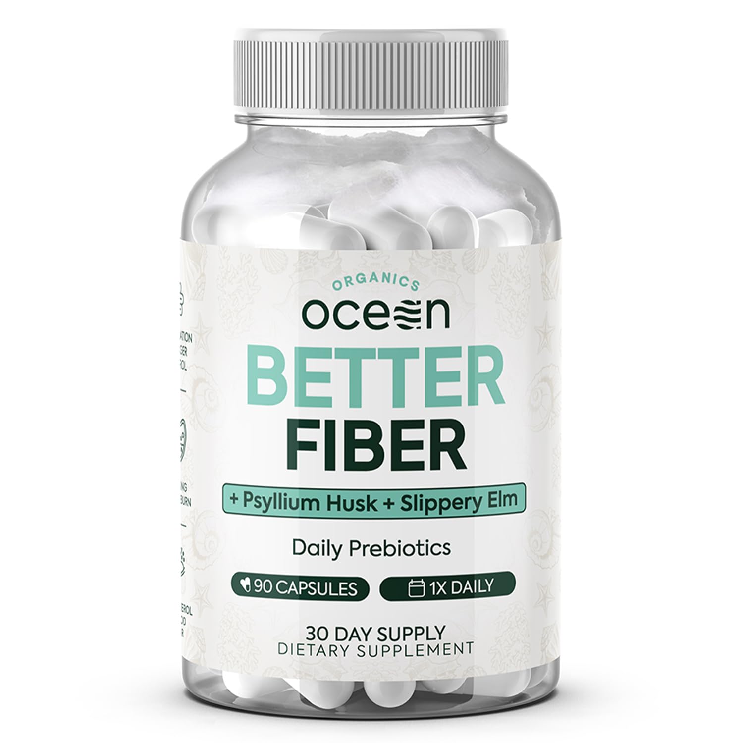Organics Ocean Better Fiber - Daily Fiber Supplement - Soften Stool for Effortless Bowel Movements - with Psyllium Hulk and Slippery Elm - 90 Capsules Organics Ocean buy supplements canada