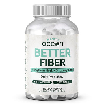 Organics Ocean Better Fiber - Daily Fiber Supplement - Soften Stool for Effortless Bowel Movements - with Psyllium Hulk and Slippery Elm - 90 Capsules Organics Ocean buy supplements canada