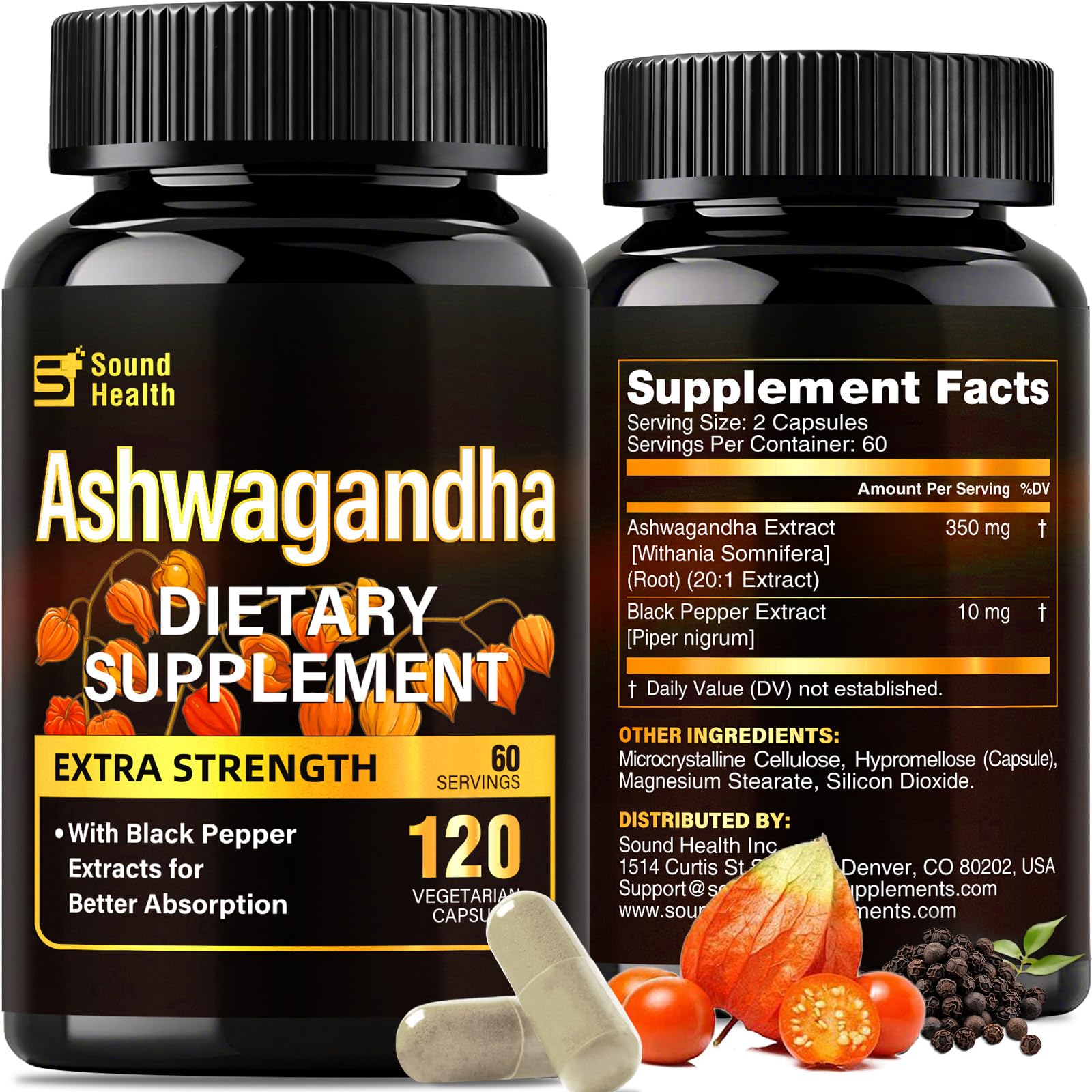 7000mg Ashwagandha Supplements Powder (20:1 Root Extract), 120 Organic Ashwagandha Capsules for Women & Men, Black Pepper & BioPerine for Absorption, Non GMO, Third-Party Tested, Gluten Free - OzHealthStandard