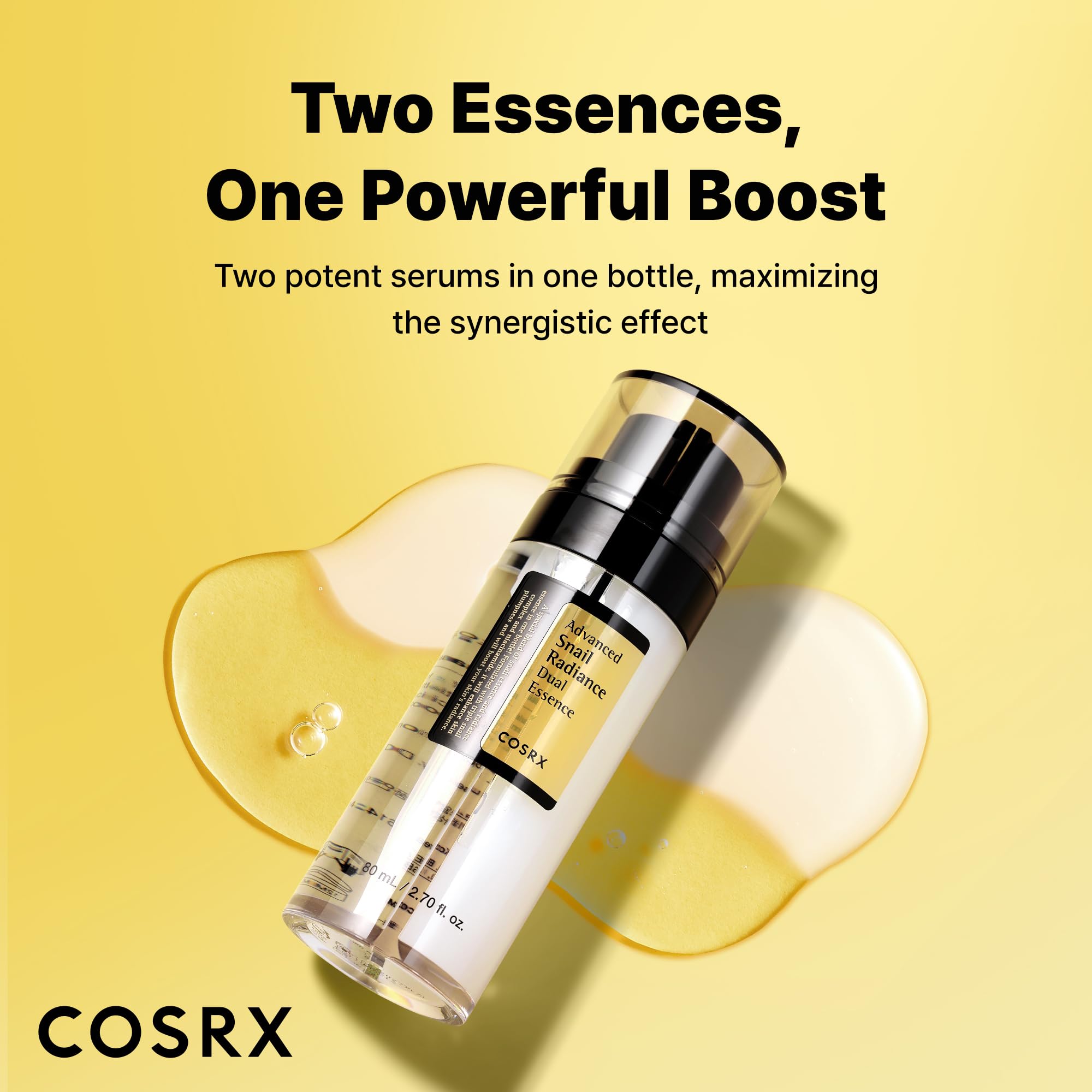 COSRX Snail Mucin 74% + Niacinamide 5% Dual Essence, Anti Aging Face Serum for Dull Skin, Sensitive Skin, Korean Skin Care, 2.70 fl.oz / 80ml COSRX buy supplements canada