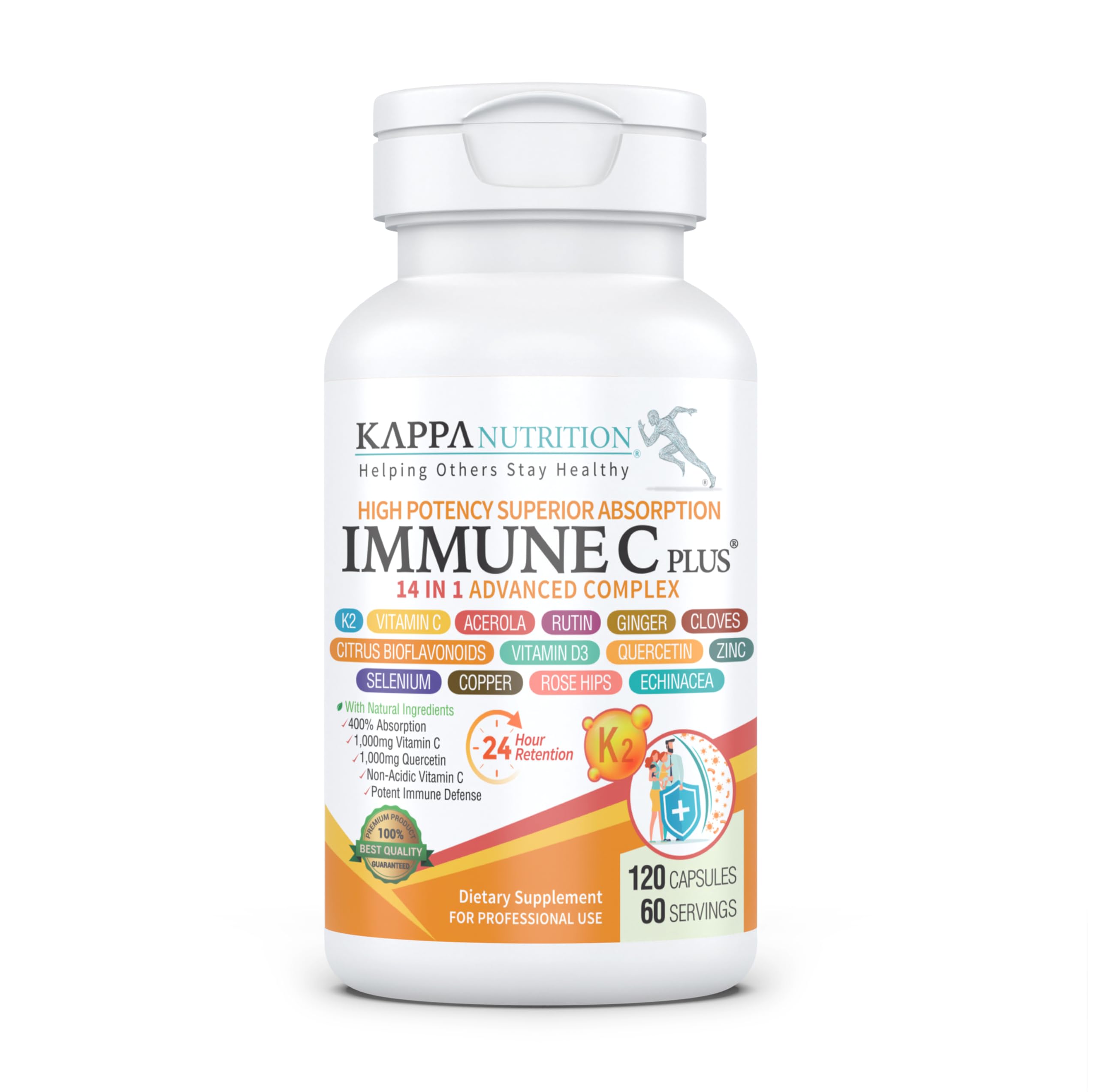 Quercetin 1,000mg, Vitamin C 1,000mg, Zinc 50mg, Vitamin D3 5,000iu, Selenium, Copper, Acerola, Ginger, Rutin, Bitter Orange, Rose Hips, Echinacea, Immune C Plus, 14 in 1 Immune C Plus (120 Count) KAPPA NUTRITION buy supplements canada