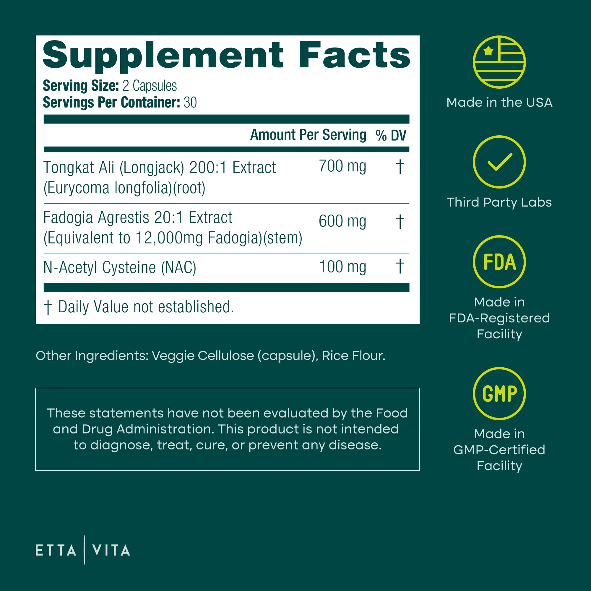 Potent Longjack - Tongkat Ali & Fadogia Agrestis Supplement for Men & Womens Energy, T Support, Lean Muscle Growth & Recovery, Hormonal Balance, Pre-Workout with Vegan NAC Liver Detox & Cleanse Etta Vita buy supplements canada