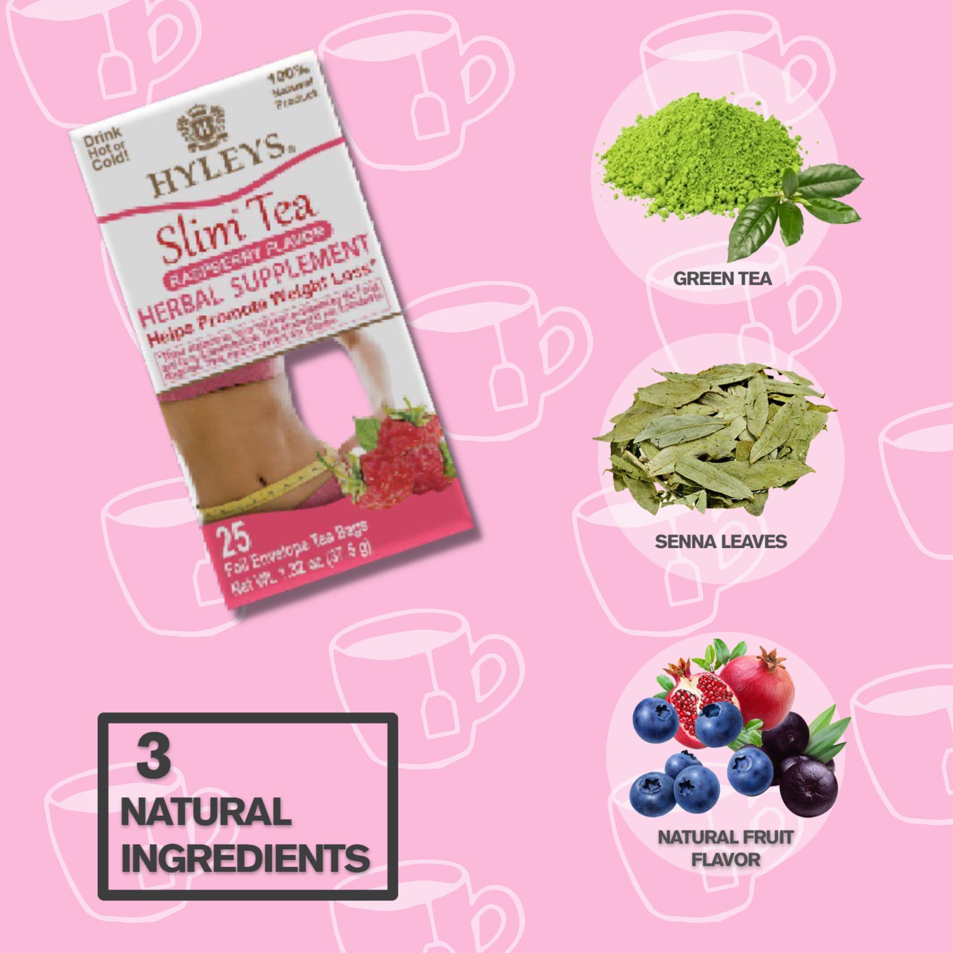 Hyleys Slim Tea Raspberry Flavor - Weight Loss Herbal Supplement Cleanse and Detox HYLEYS buy supplements canada