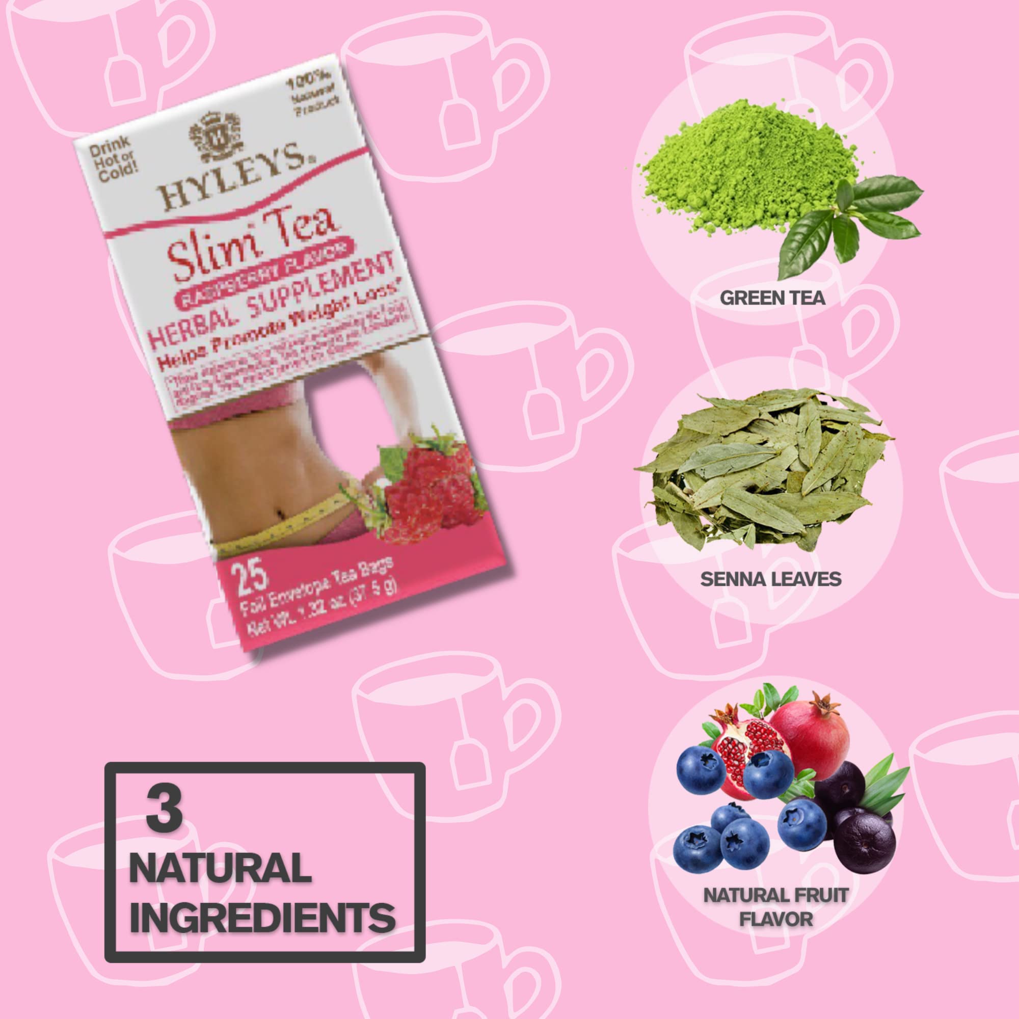 Hyleys Slim Tea Raspberry Flavor - Weight Loss Herbal Supplement Cleanse and Detox HYLEYS buy supplements canada