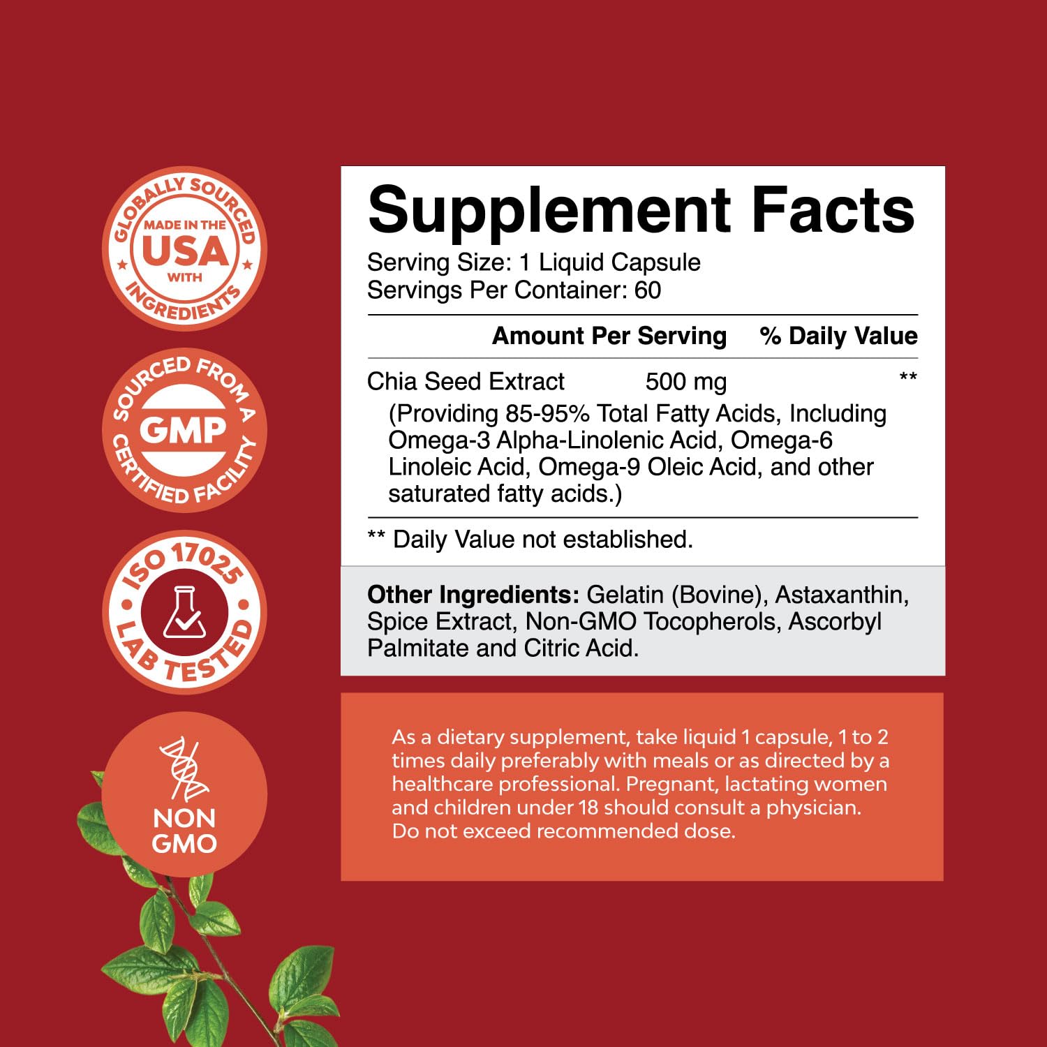 Chia Seed Oil Supplement for Weight Loss and Energy Natural Superfood Protein Metabolis Natures Craft buy supplements canada