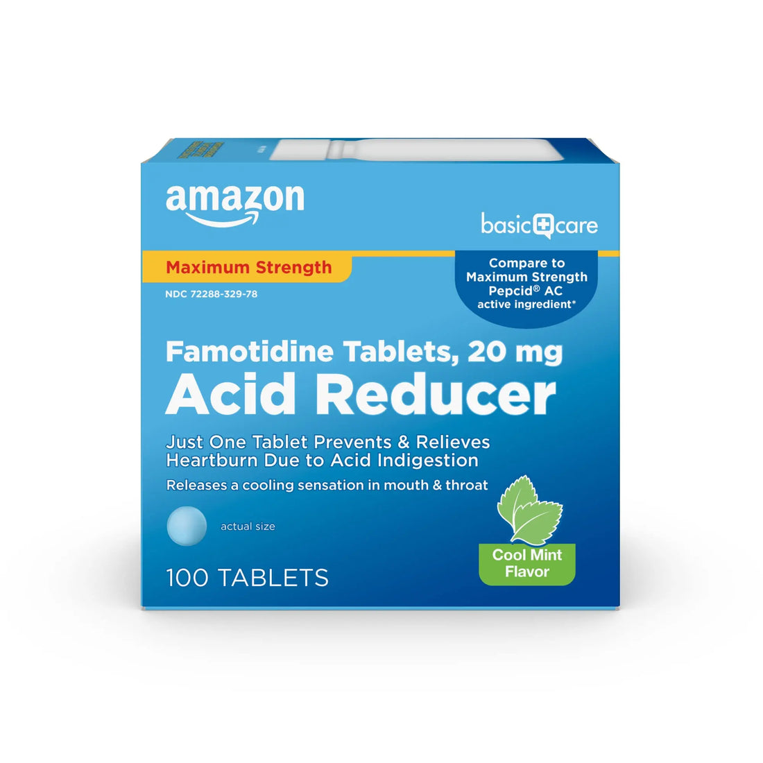 Amazon Basic Care Maximum Strength Famotidine 20mg Tablets, Acid Reducer, Prevents & Relieves Heartburn, Acid Indigestion, Cool Mint, 100 Count Amazon Basic Care buy supplements canada