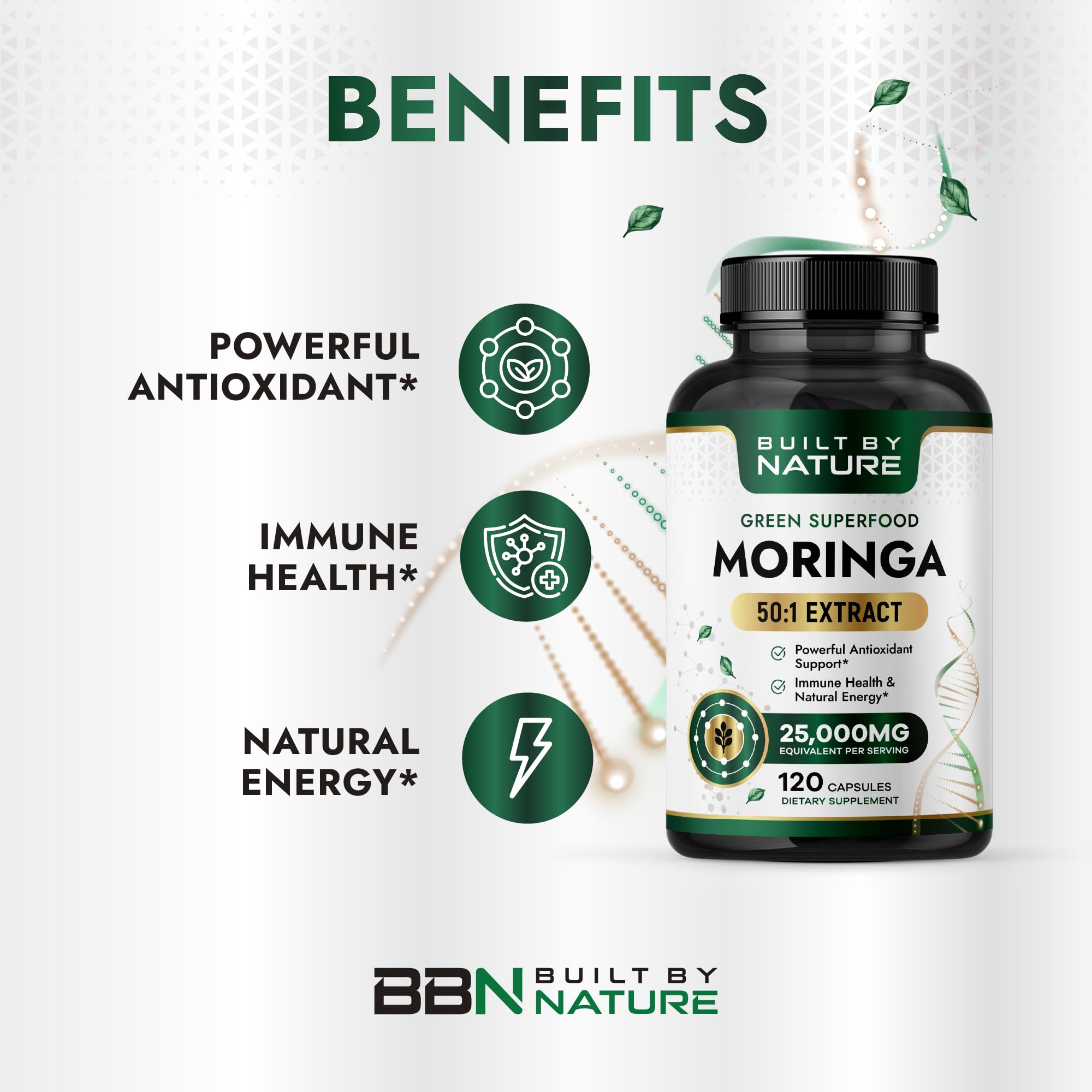 Built by Nature Moringa – 500mg Pure Moringa Leaf Extract 50:1 per Serving – High Potency Moringa Supplement – 120 Capsules Built by Nature buy supplements canada