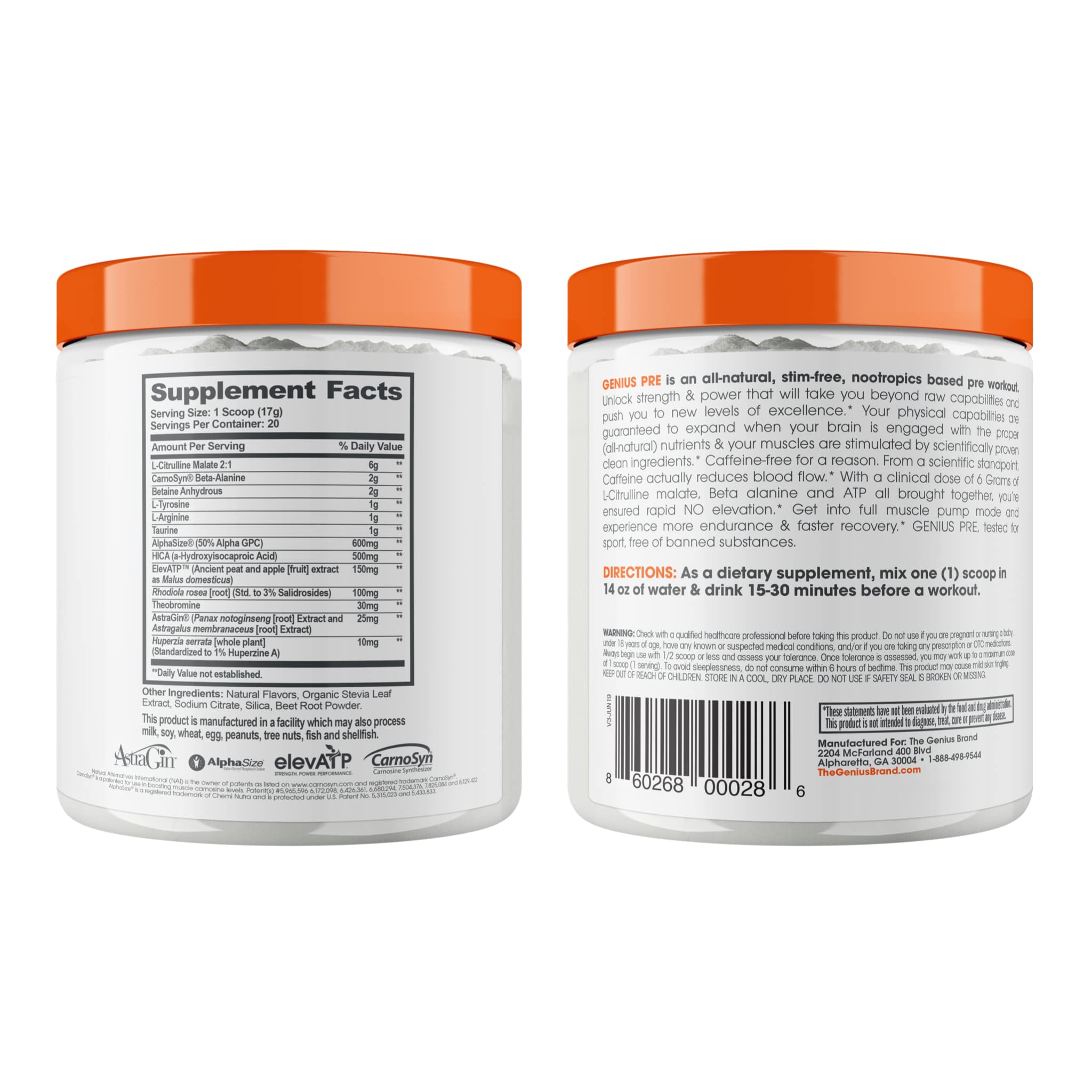 Genius Pre Workout Powder, Grape Limeade - All-Natural Nootropic Pre-workout The Genius Brand buy supplements canada