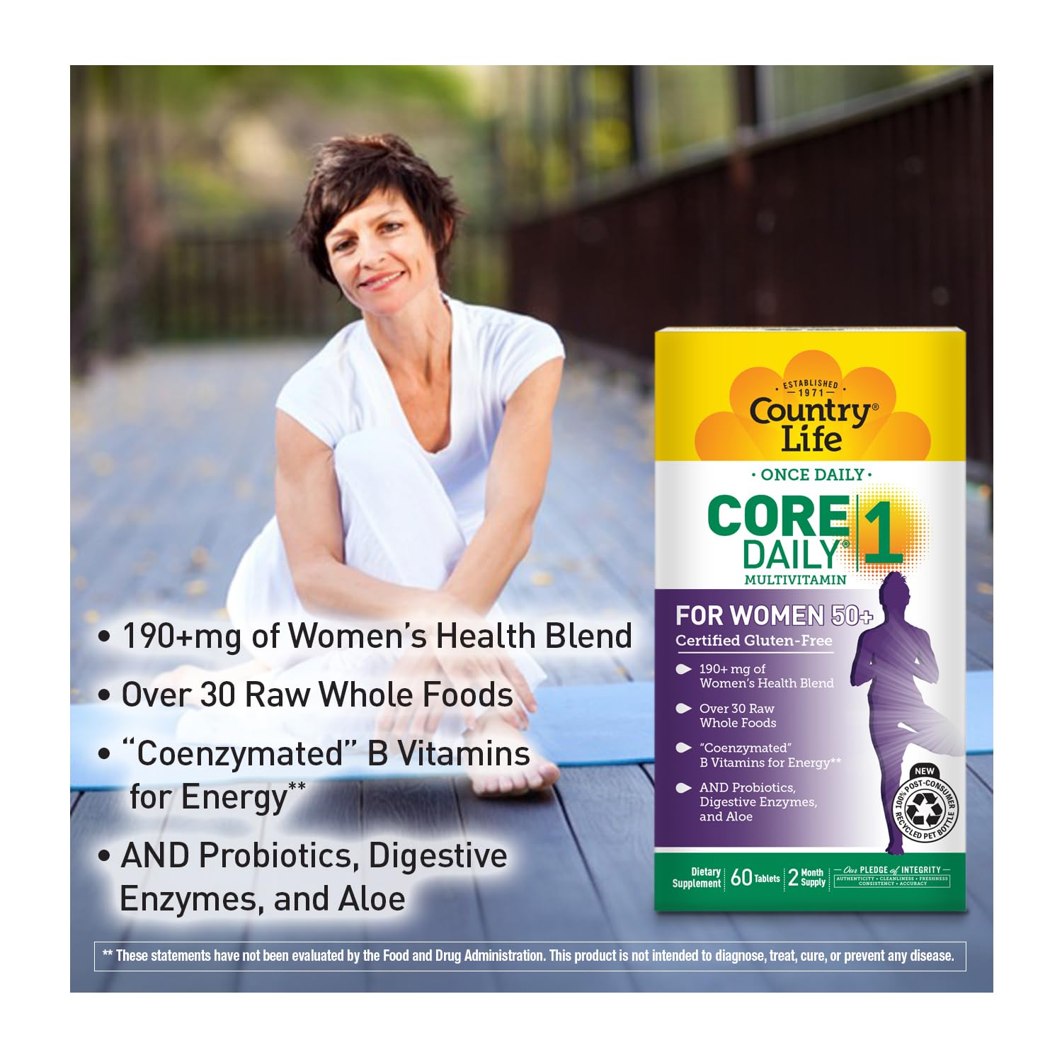 Country Life CORE Daily-1 for Women 50+ Multivitamin - Formulated for Women Over 50, Complete Daily Nutrition with Women's Health Blend, Coenzymated B Vitamins, Probiotics, and Digestive Enzymes Country Life buy supplements canada