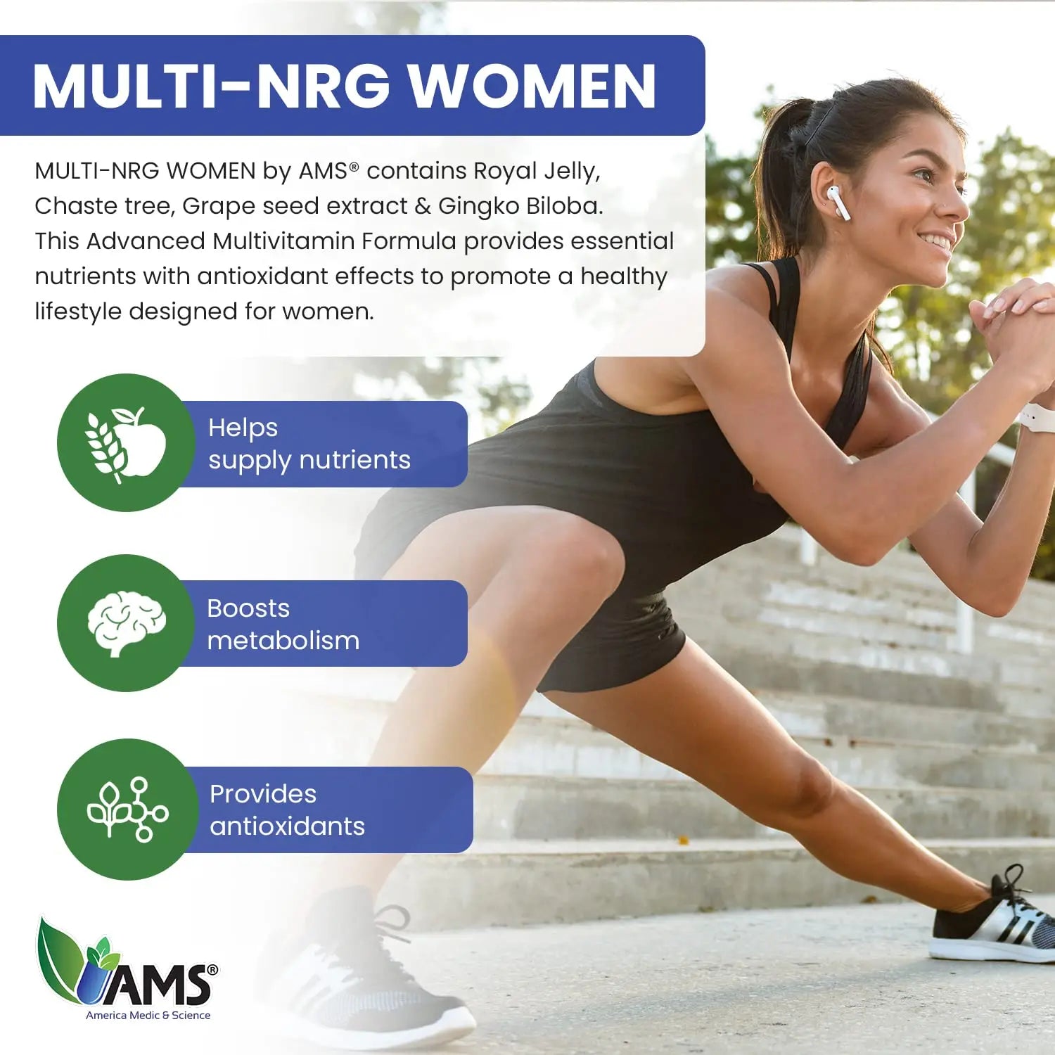 America Medic & Science Multivitamins for Women, Multi-NRG, 45 Coated Caplets, One Daily, Immune Support Supplements, Vitamin C & B Complex America Medic & Science buy supplements canada