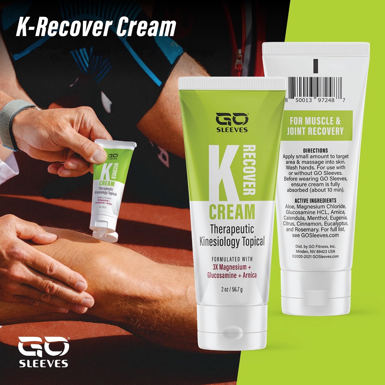 Go Sleeves Sports Recovery Cream - Concentrated Muscle and Joint Recovery Lotion – Magnesium Chloride Cream with Arnica for Muscle Pain and Stiffness from Running, Exercise, Backache – 2 Ounces GO SLEEVES buy supplements canada