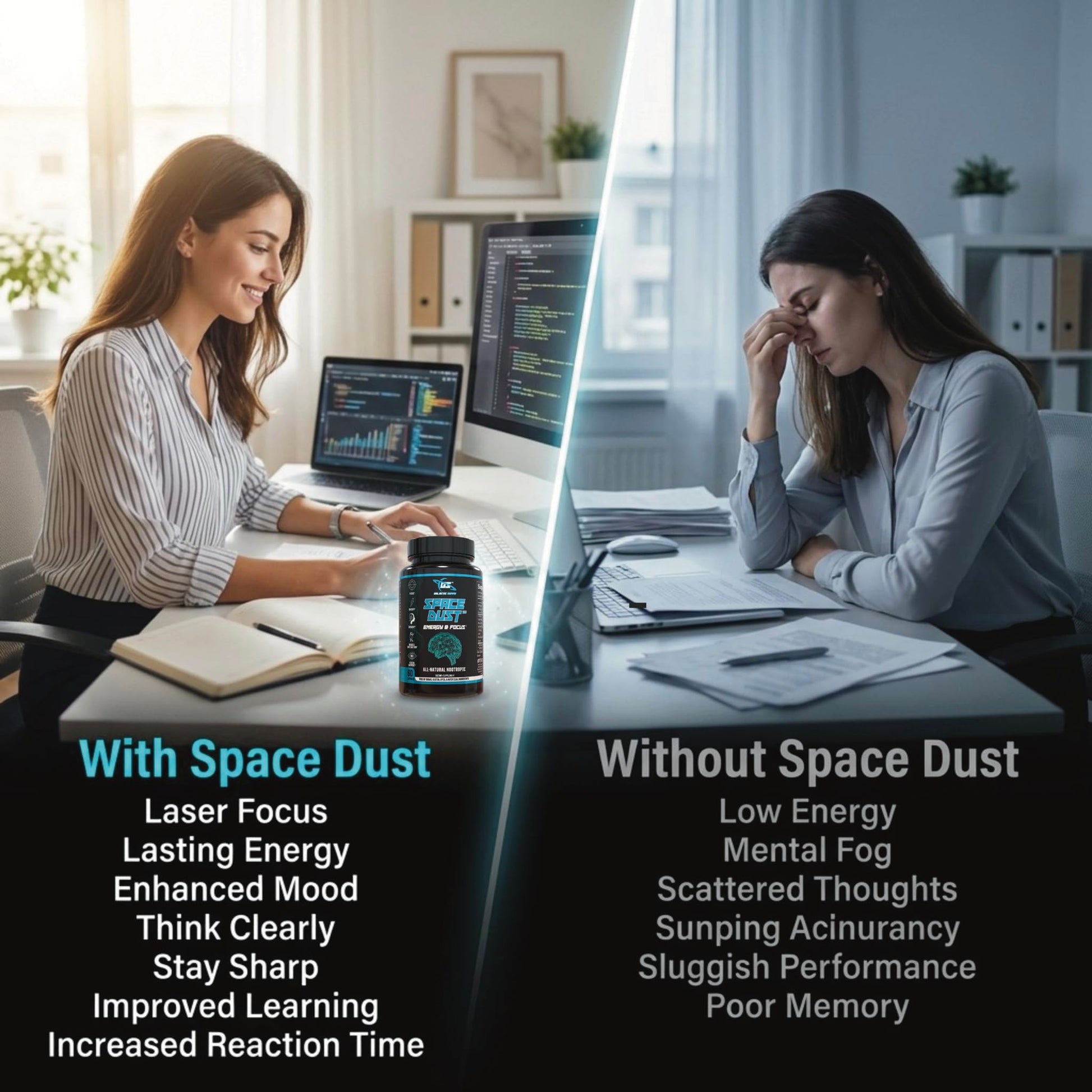 Space Dust Brain Supplements for Memory and Focus – Nootropic Focus Supplement for Brain Health & Mind Boost with TeaCrine, Caffeine, L-Tyrosine, L-Theanine – Cognitive Support Capsules, 60 Count GALACTIC SUPPS buy supplements canada