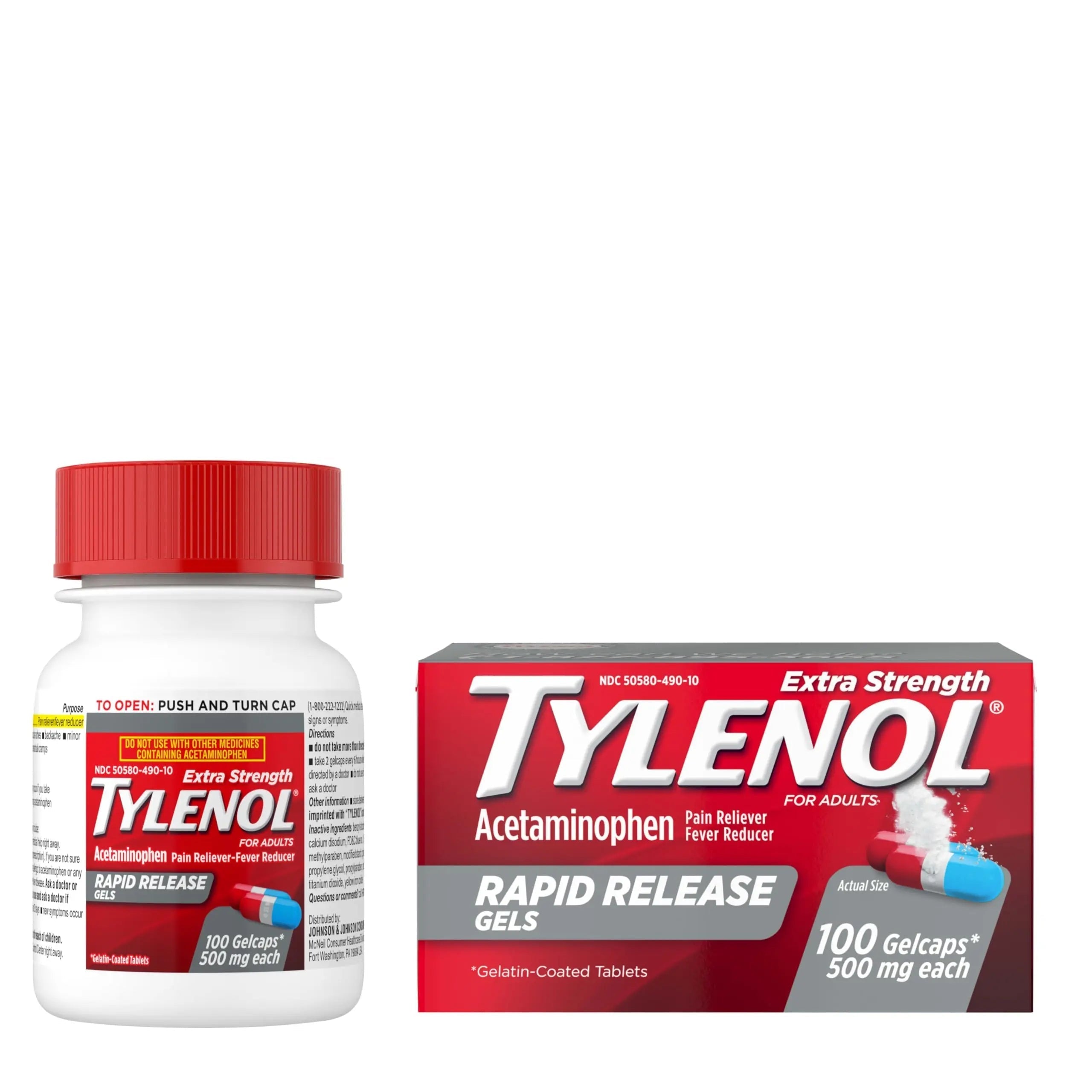 Tylenol Extra Strength Acetaminophen Rapid Release Gels, Fast, Strong Pain Relief, Fever Reducer, 500 mg Gelcaps with Laser‑Drilled Holes for Fast Release, OTC Medicine, 100 Count Tylenol buy supplements canada