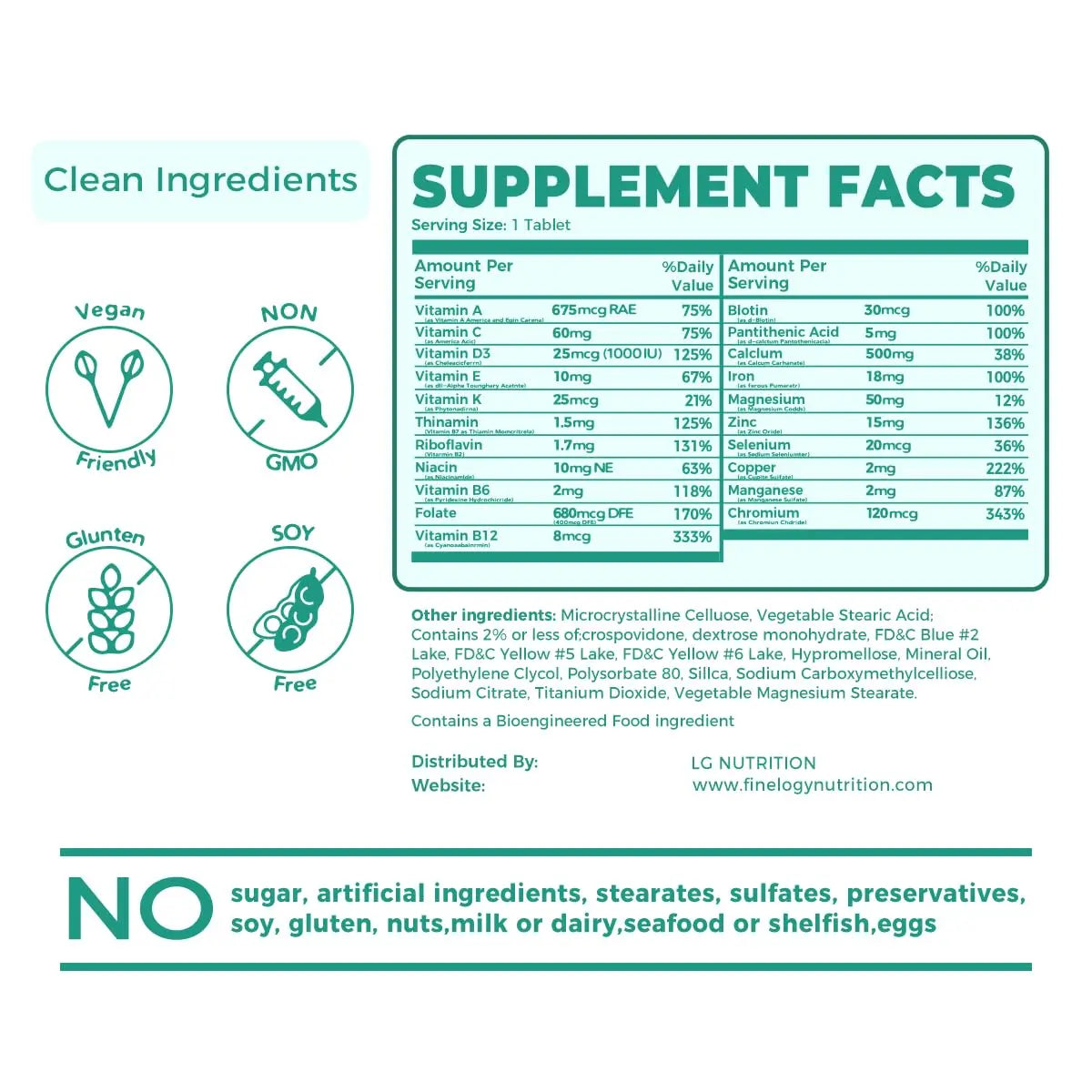 finelogy Womens Multivitamin - Essential Nutrients with Iron, Vitamins A, C, D3, K, B6 and B12 Supplements for Women’s Health, Energy Hair Skin & Nails finelogy buy supplements canada