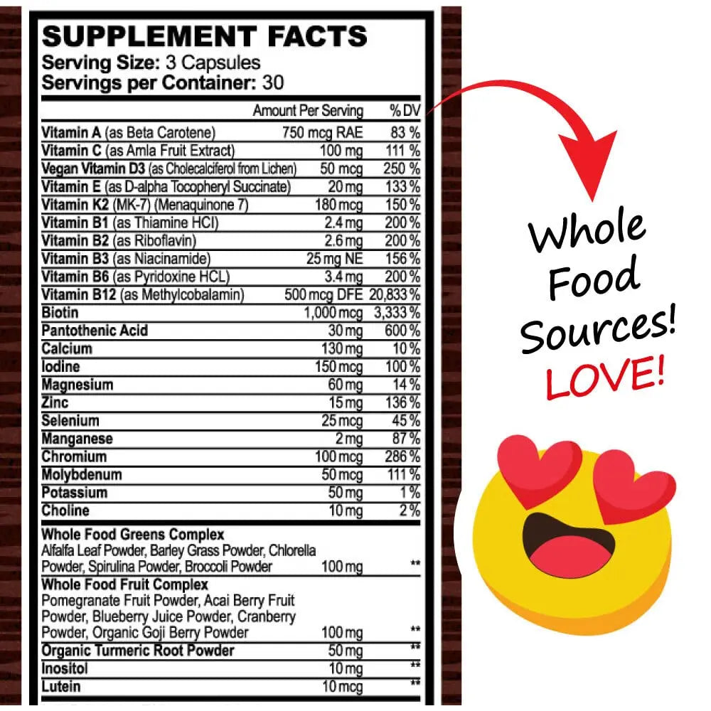 Whole Food Multivitamin Fruit & Super Greens All-in-one Vitamin Complex, 90 Vegan Capsules - Daily Vitamin for Women and Men Hippie Farms buy supplements canada