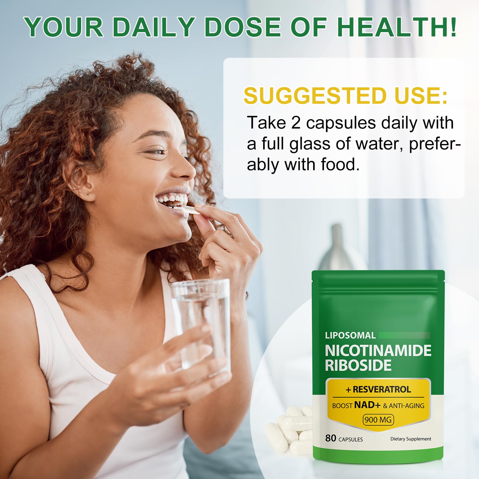 NAD Supplement with Nicotinamide Riboside - Resveratrol,Liposomal Nicotinamide Riboside,Quercetin - High Purity NAD Supplement for Anti-Aging, Focus, Energy 160 Capsules (2 Bag) Ruduwu buy supplements canada