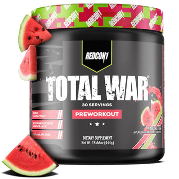 REDCON1 Total War Pre Workout, Watermelon - L Citrulline, Malic Acid, Green Tea Leaf Extract for Pump Boosting Pre Workout for Women & Men - 3.2g Beta Alanine REDCON1 buy supplements canada