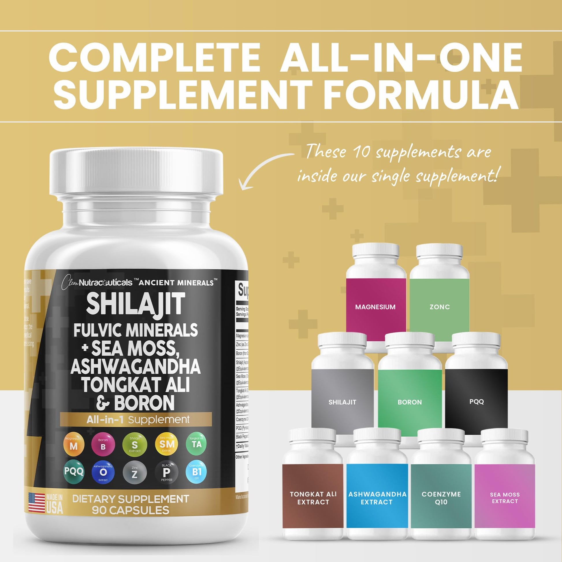 Pure Shilajit Supplement 10,000mg Himalayan w Sea Moss 6000mg Clean Nutraceuticals buy supplements canada