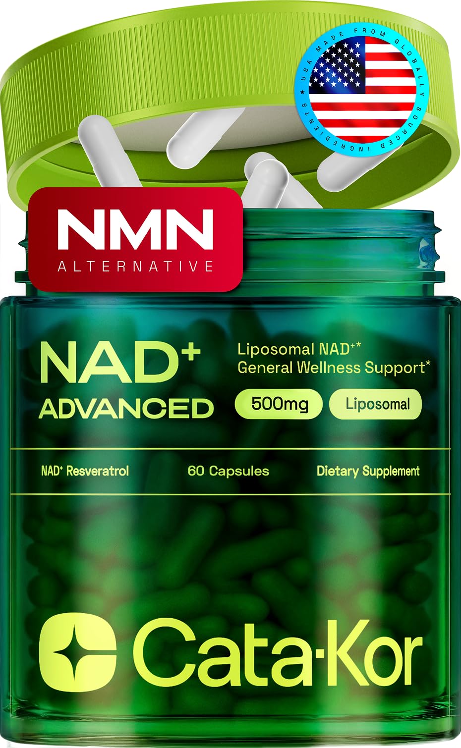 Cata-Kor Liposomal NAD Supplement with Resveratrol – NMN Supplement Alternative – Third-Party Tested – 30-Day Supply – Advanced NAD+ Resveratrol Cata-Kor buy supplements canada
