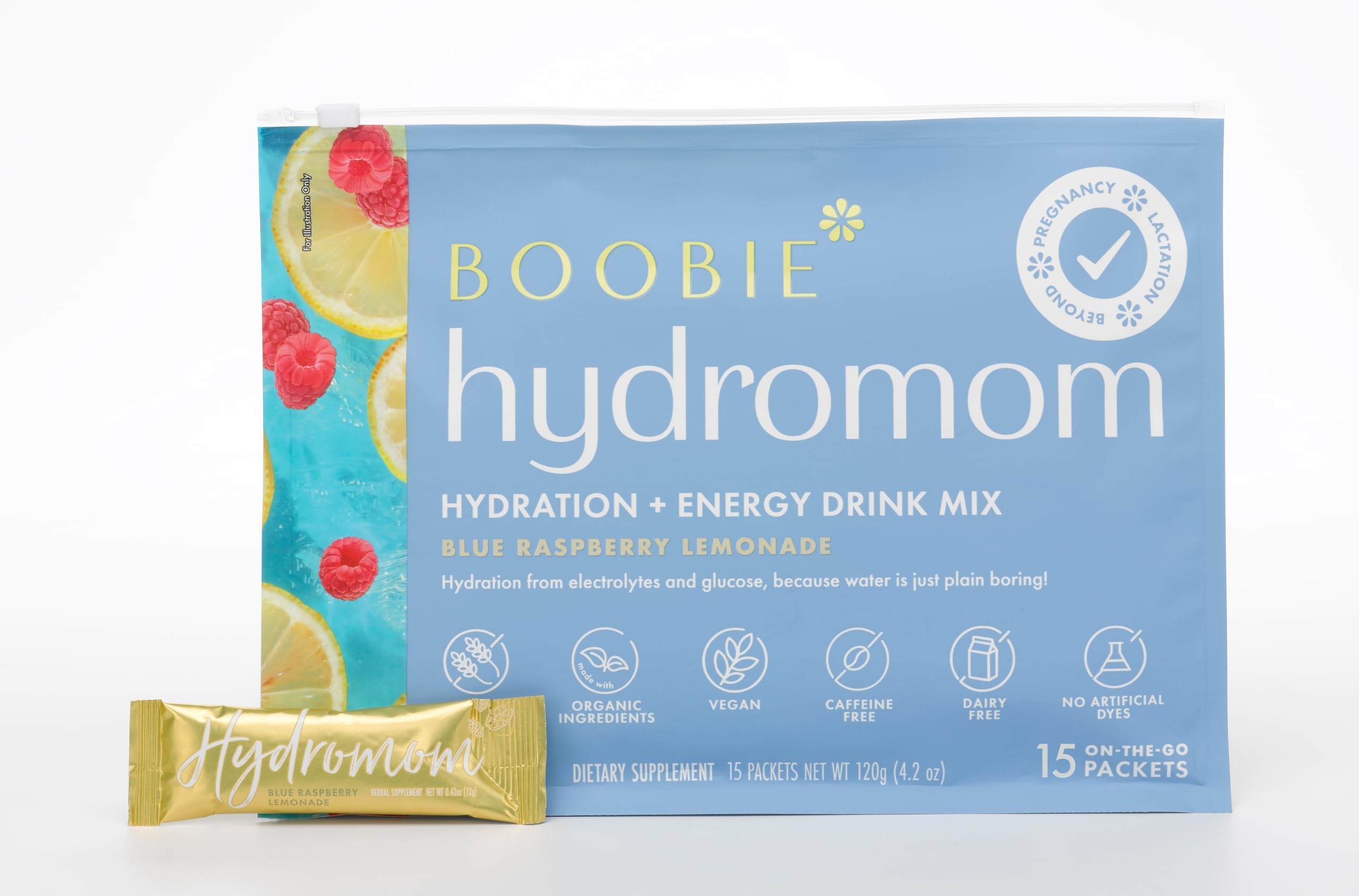Boobie Hydromom Superfood Electrolyte Drink Mix, Blue Raspberry Lemonade | Refreshing Energy & Hydration Boost for Mamas | On-The-Go & Travel Essentials for Pregnancy, Boobie Brands buy supplements canada