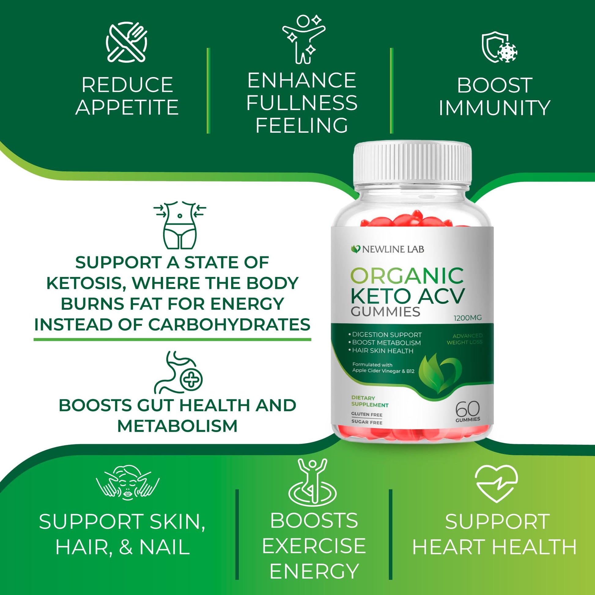 Organic Keto ACV Gummies for Advanced Weight Loss Fat Burn - Sugar Gluten Free Apple Newline Lab buy supplements canada