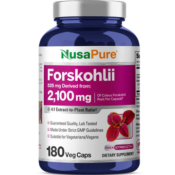NusaPure Forskohlii 4:1 Extract, 525 mg Equivalent to 21,00 mgper Veggie Caps - 180 Capsules (Non-GMO, Vegan & Gluten Free) NusaPure buy supplements canada