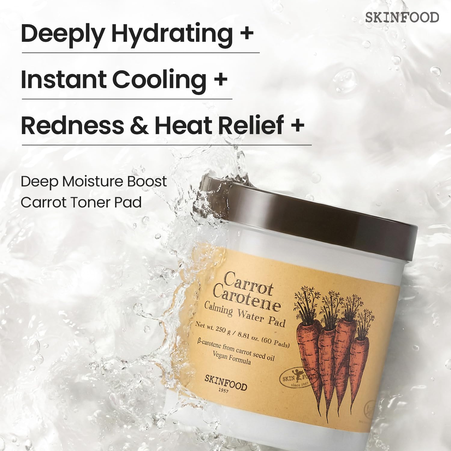 SKINFOOD Carrot Carotene Toner Pads, Hydrating & Soothing for Dry Skin, Instant Cooling, After Sun & Heat Care, Cotton Facial Toner Pads, Korean Skincare for Face (60 Counts) SKINFOOD 1957 buy supplements canada