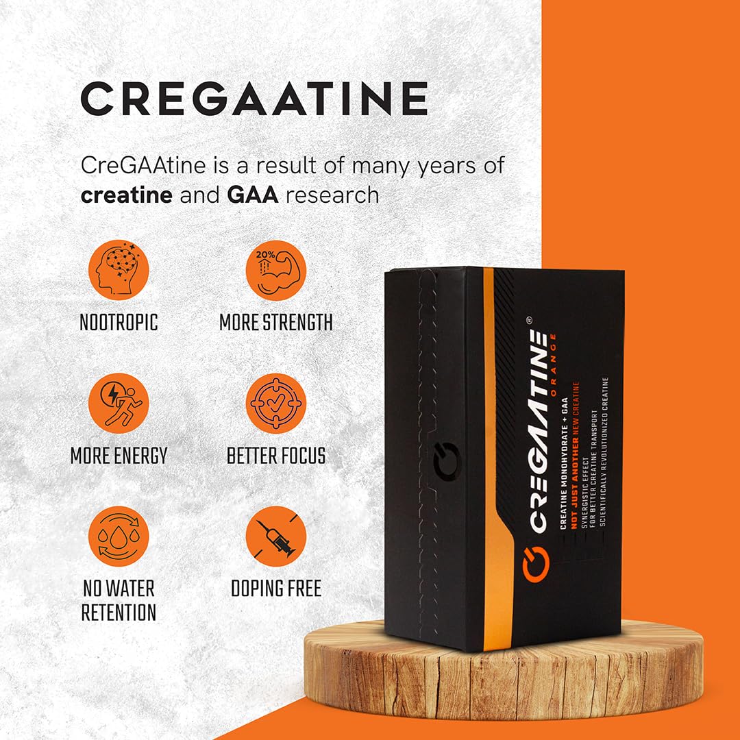 CreGAAtine Micronized Creatine Monohydrate + GAA | Increase Strength, No Water Retention | Boosts Memory & Focus | Single-Serve Packets | 60 Sachets, 30 Servings | (Sachets, Orange) CreGAAtine buy supplements canada