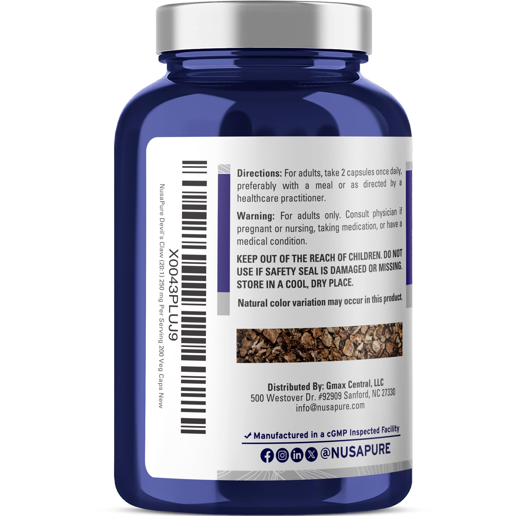 NusaPure Devil's Claw 20:1 Extract, 250 mg Equivalent to 5000mg, 200 Veggie Capsules, Concentrated Root Extract, Devils Claw Herbal Supplement, Non-GMO, Vegan Supplement NusaPure buy supplements canada