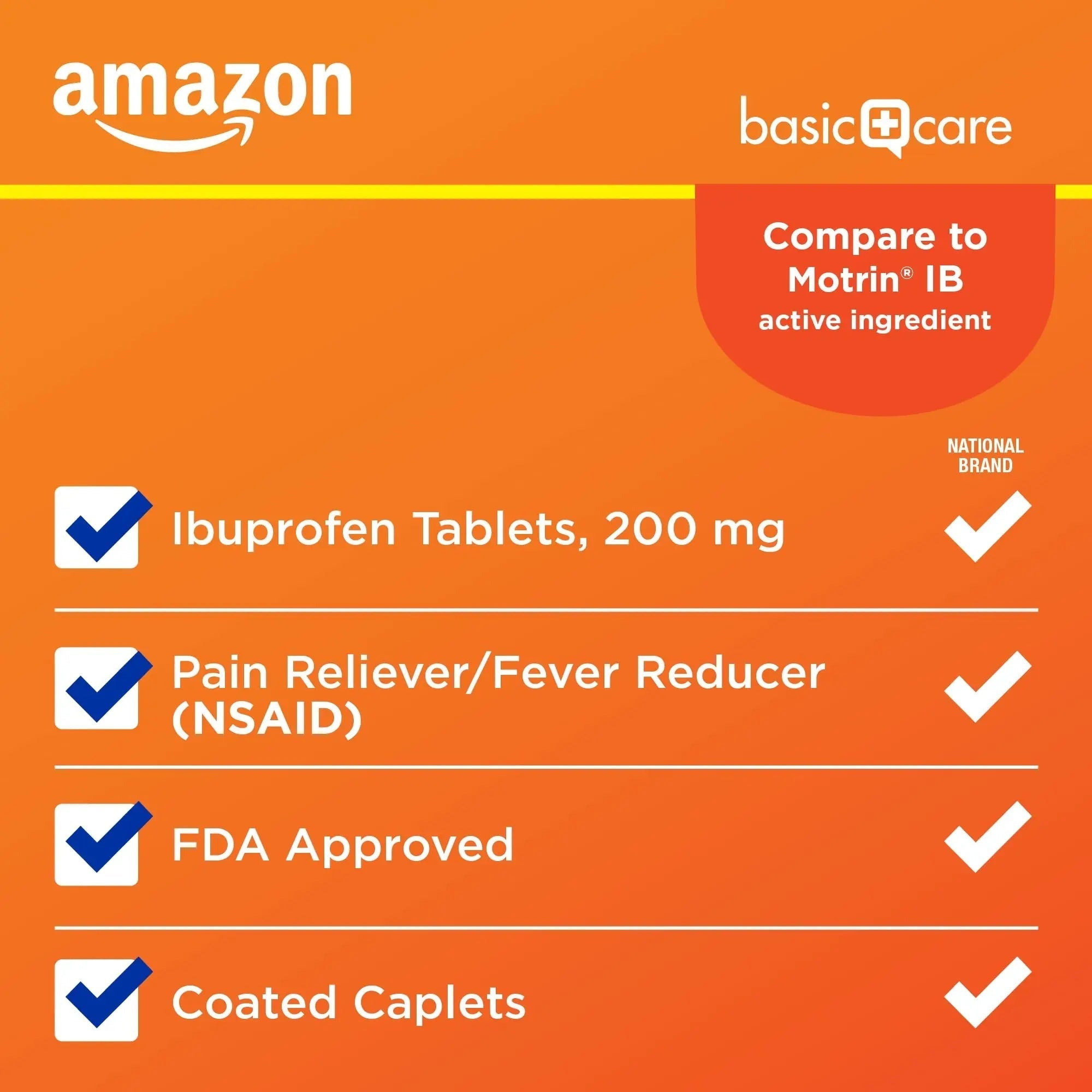 Amazon Basic Care Ibuprofen Tablets, 200 mg, Pain Reliever/Fever Reducer for Headache, Backache, Menstrual Pain and Body Aches, 100 Count Amazon Basic Care buy supplements canada
