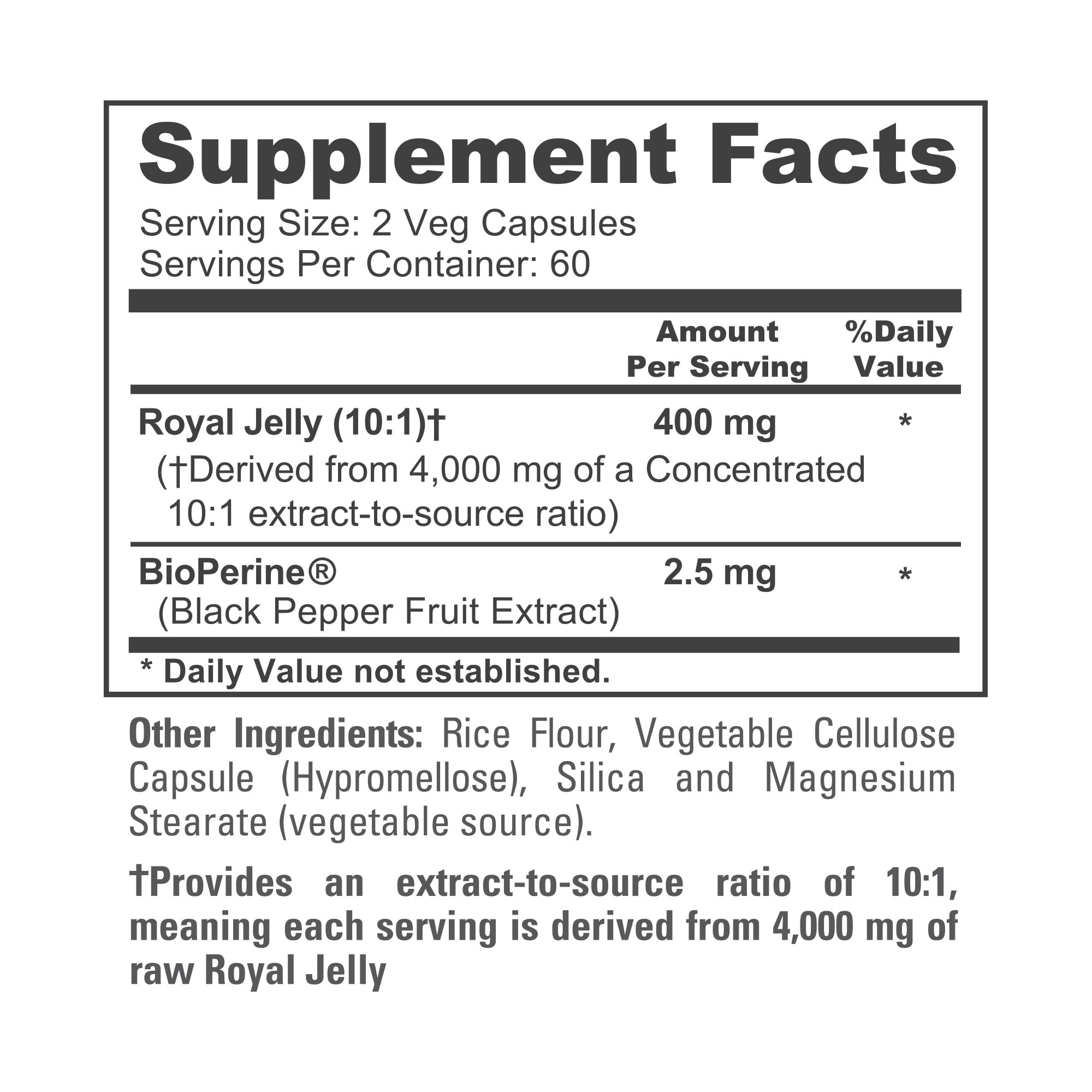 NusaPure Royal Jelly 10:1 Extract, 400 mg Equivalent to 4000mg - 120 Veggie Capsules (Non-GMO, Dairy Free, Dietary Supplement) NusaPure buy supplements canada